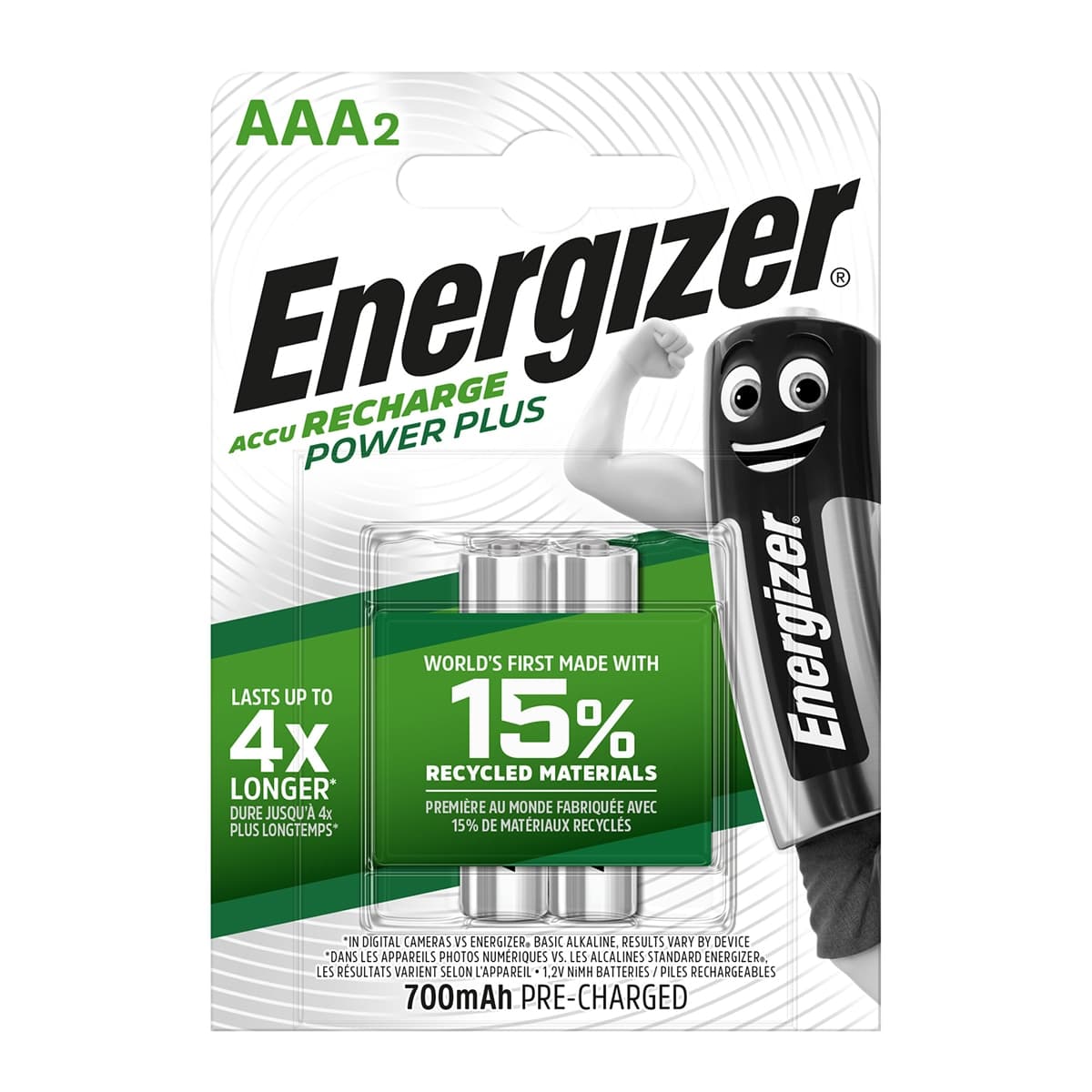 ENERGIZER - Pila recargable HR03 AAA 1,2V 700 mAh (x2).
