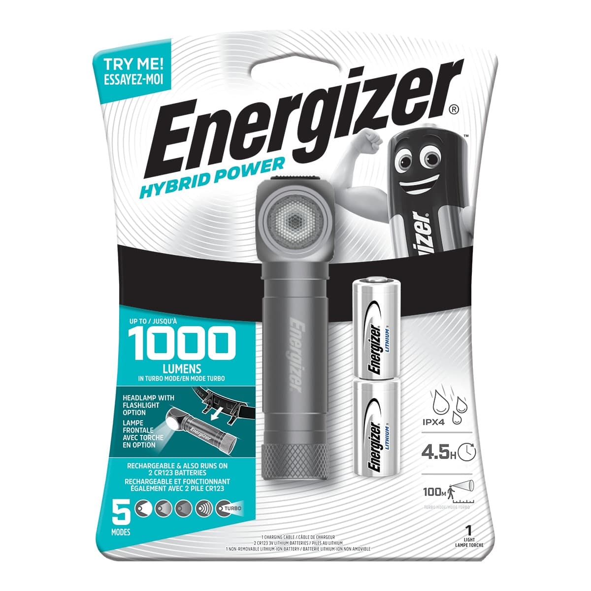 ENERGIZER - Linterna Frontal 2 en 1 400 LM.