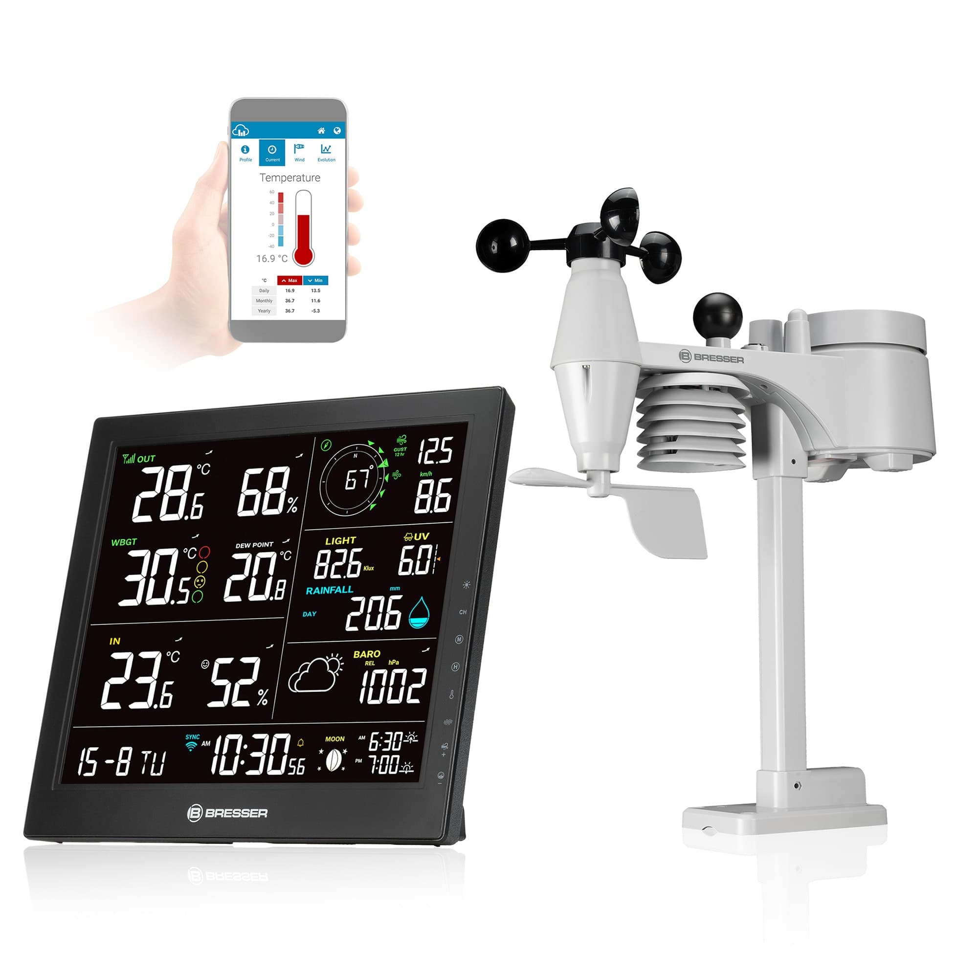 Bresser - Estación meteorológica WIFI MeteoTemp JW 8 en 1.