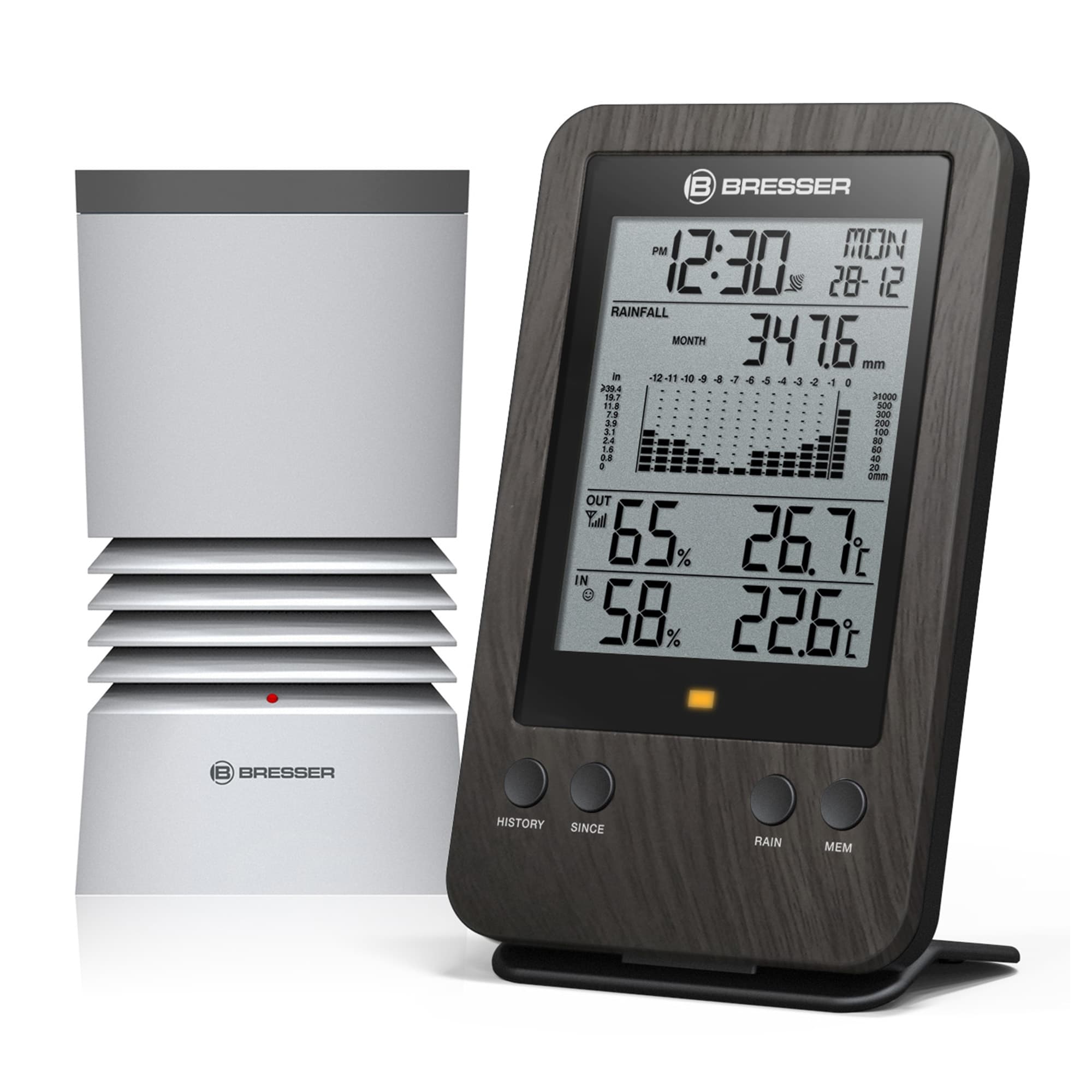 Bresser - Pluviómetro profesional WTW con temperatura, húmedad y mucho más.