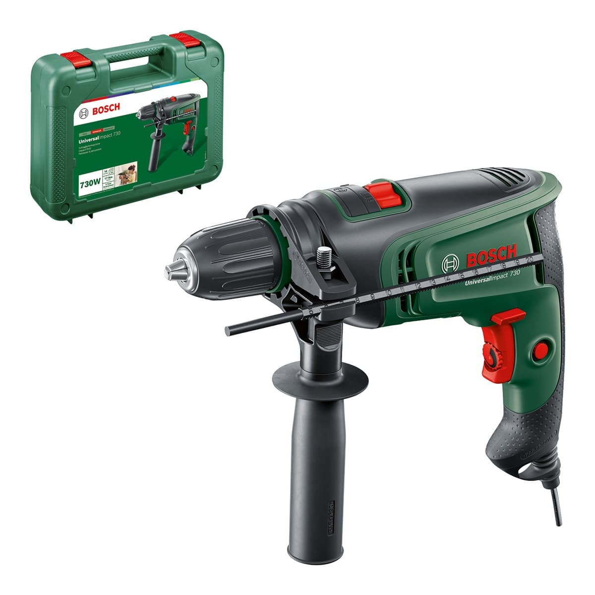 Bosch - Taladro Percutor Eléctrico con cable a red Universal Impact 730 W con Maletín.