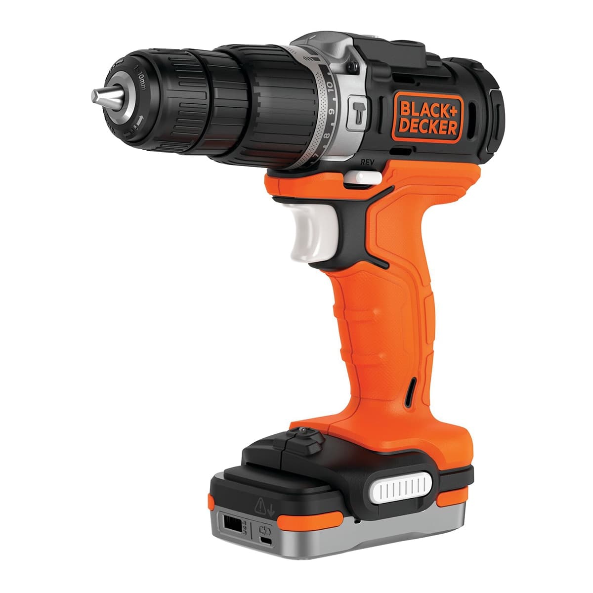 BLACK+DECKER - Taladro Percutor 12V BLACK + DECKER con 1 batería USB 1,5Ah de Lítio y cable USB - BDCHD12S1-XJ.