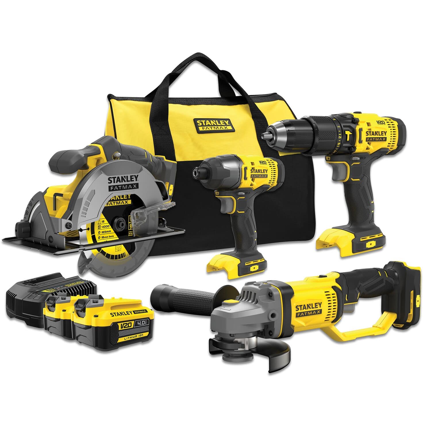 Stanley - Conjunto 4 herramientas a Batería 18 V SFMCK469M2-QW + Bolsa de Transporte.
