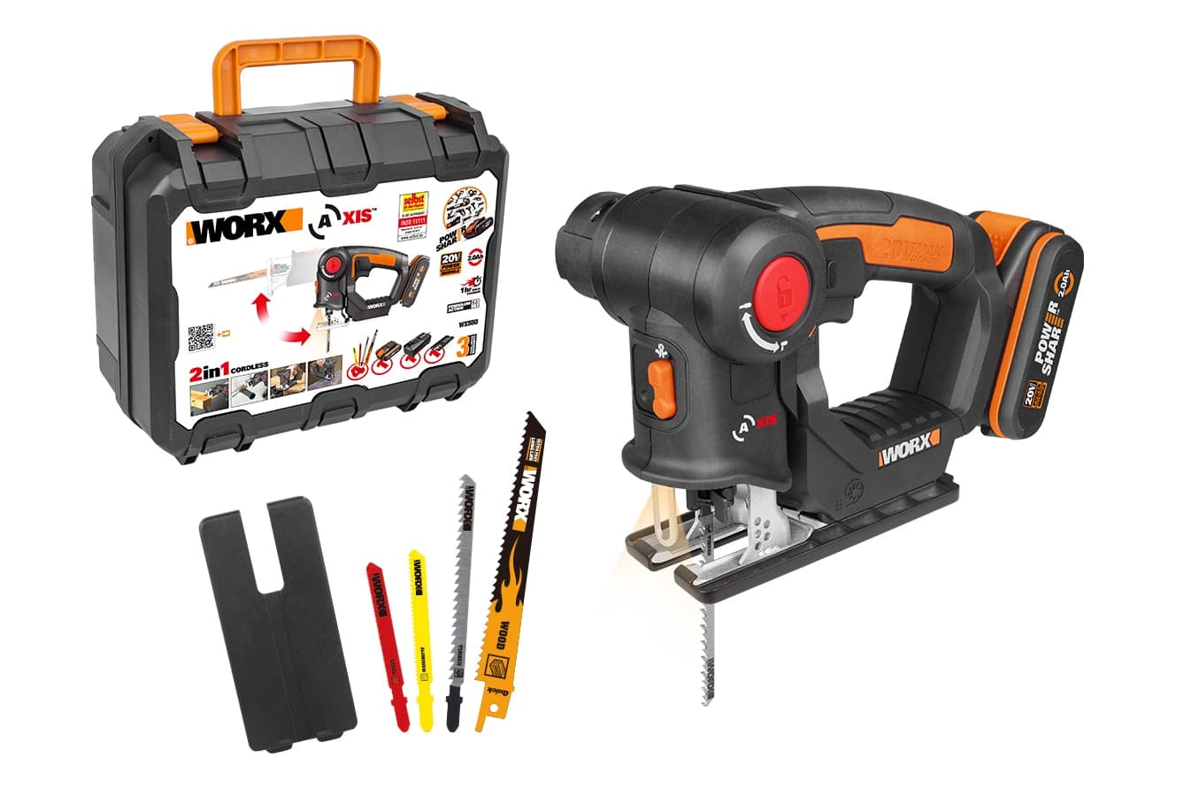Worx - Sierra de Calar Eléctrica a Batería 20 V WX550 + Maletín.