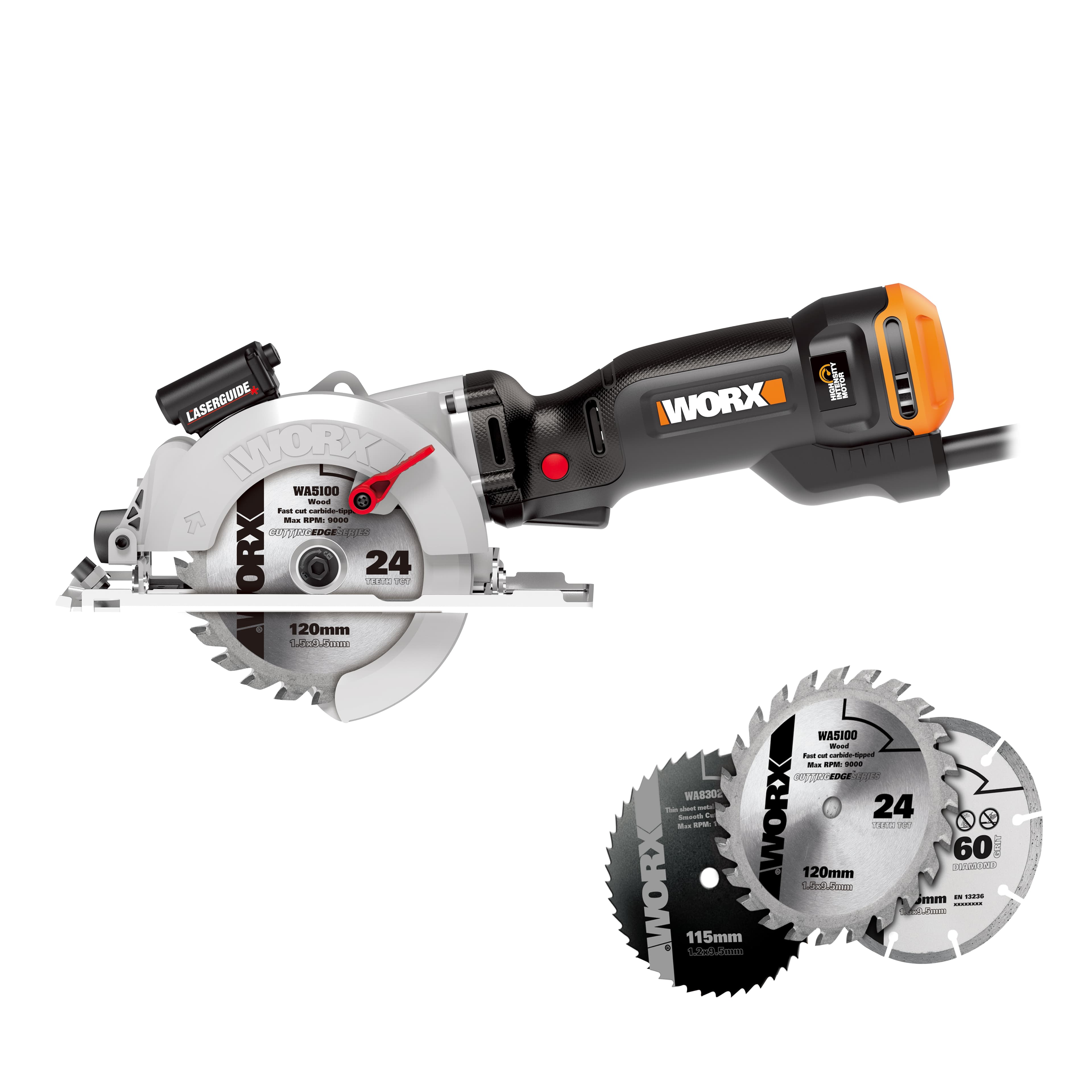 Worx - Sierra Circular Portátil Eléctrica a red WorxSaw XL WX427 710 W + Maletín.