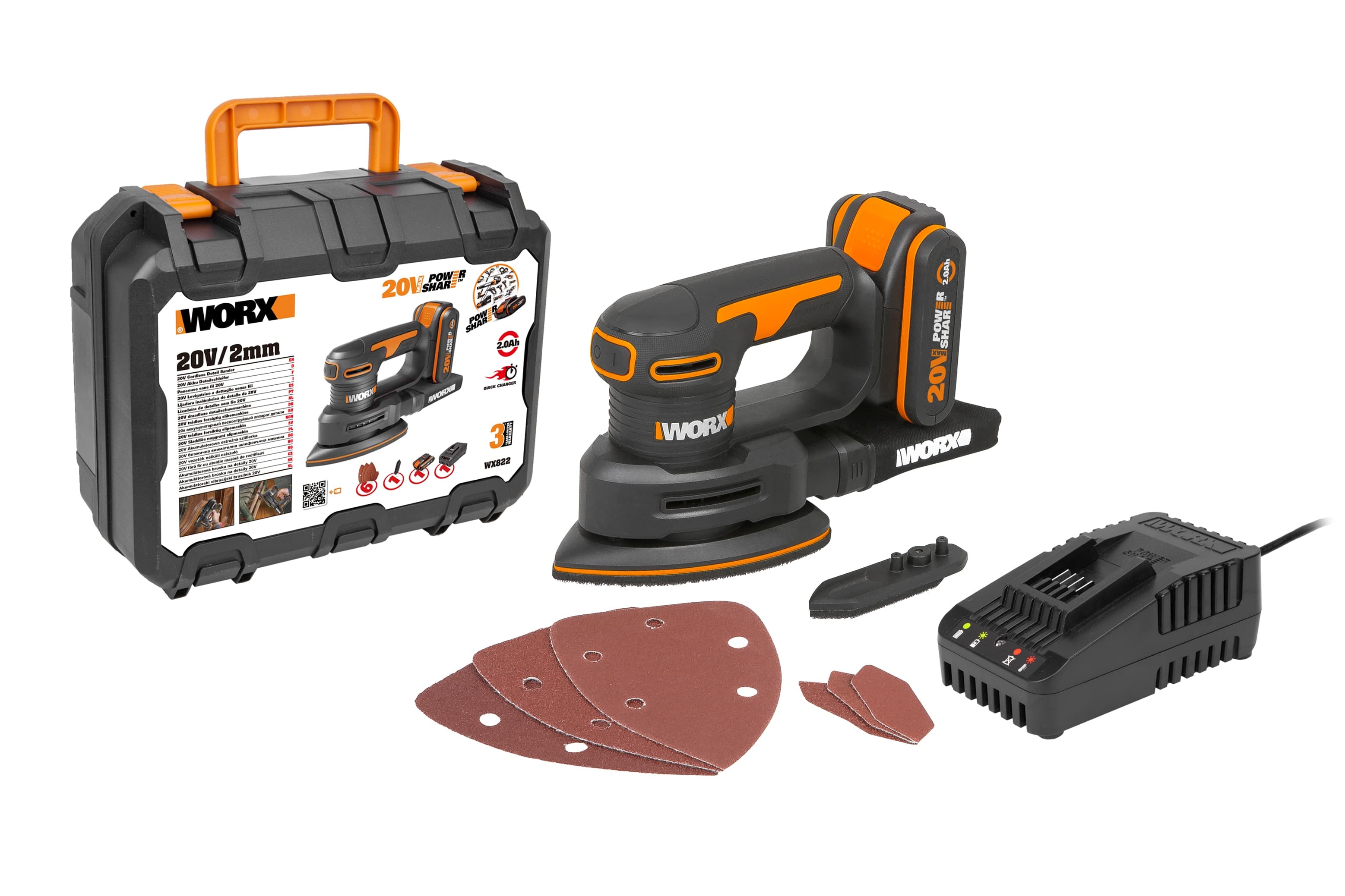 Worx - Lijadora Eléctrica a Batería 20 V WX822 PowerShare.