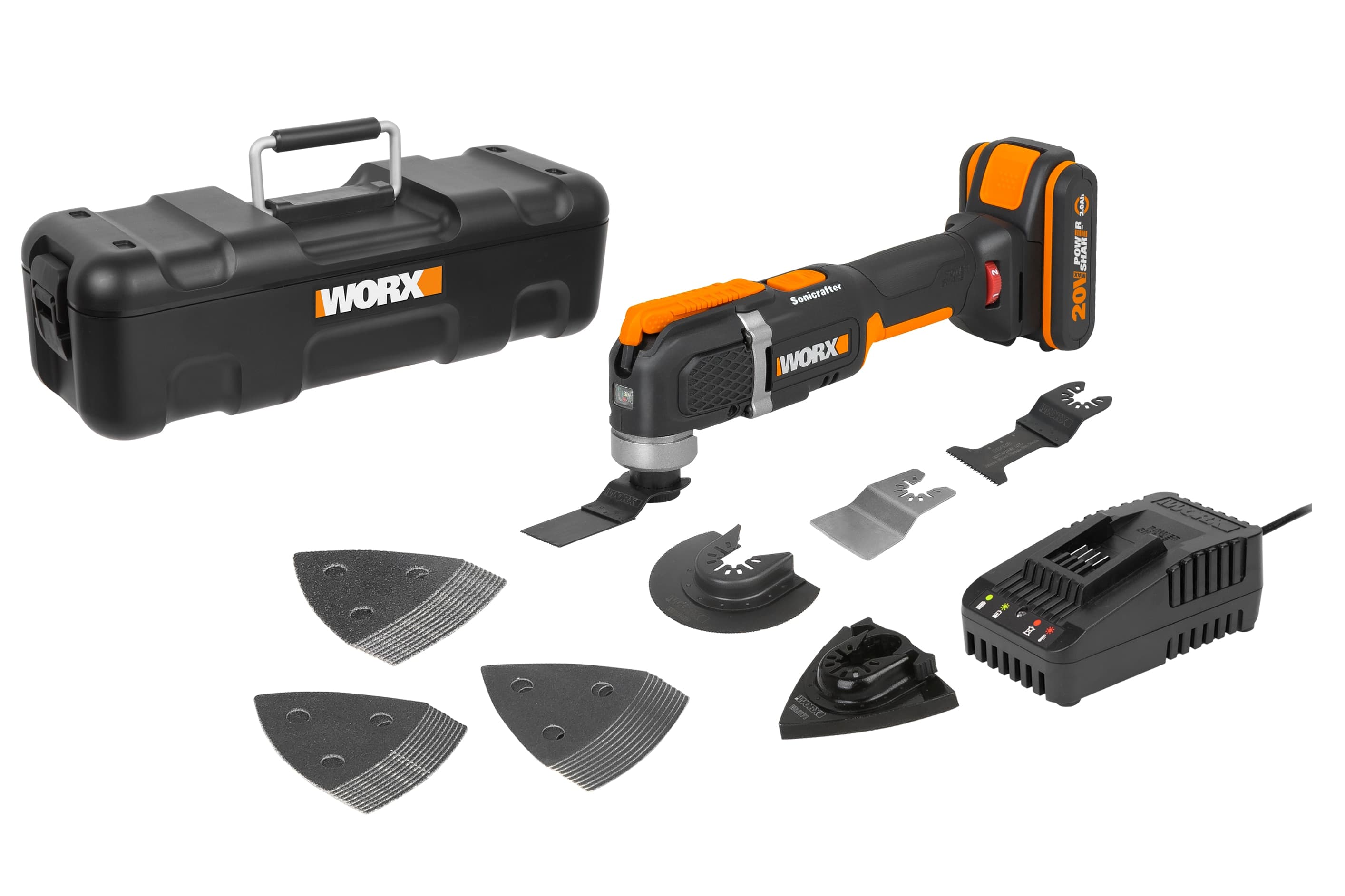 Worx - Multiherramienta Oscilante Eléctrica a Batería 20 V 3,2º WX696 PowerShare.