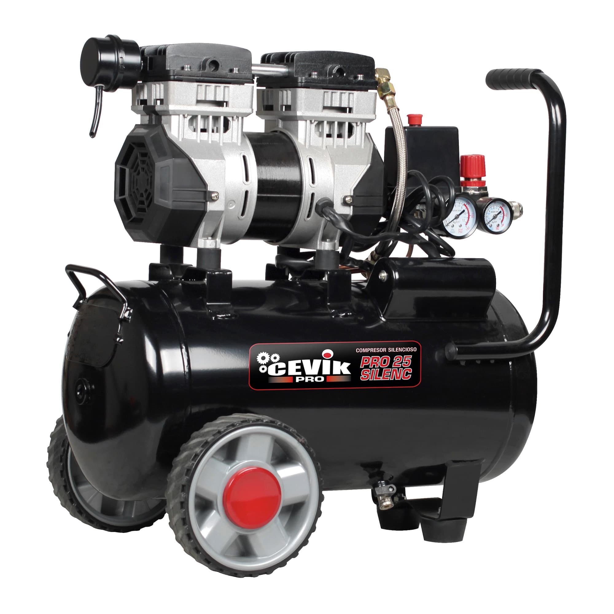 CEVIK PRO - Compresor de Aire silencioso 24 litros 1,5 HP.