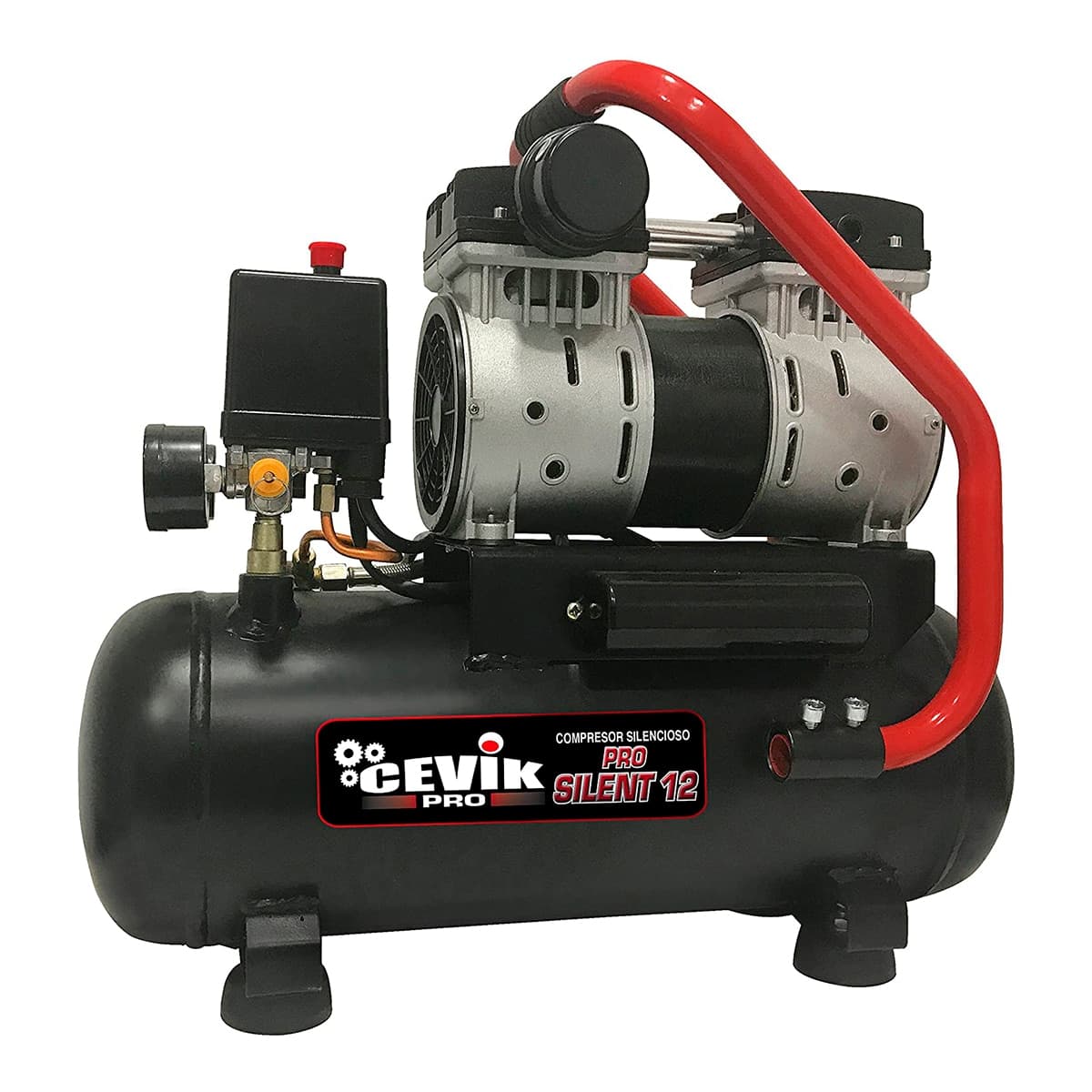 CEVIK PRO - Compresor de Aire Portátil Silencioso 12 litros 1 HP.