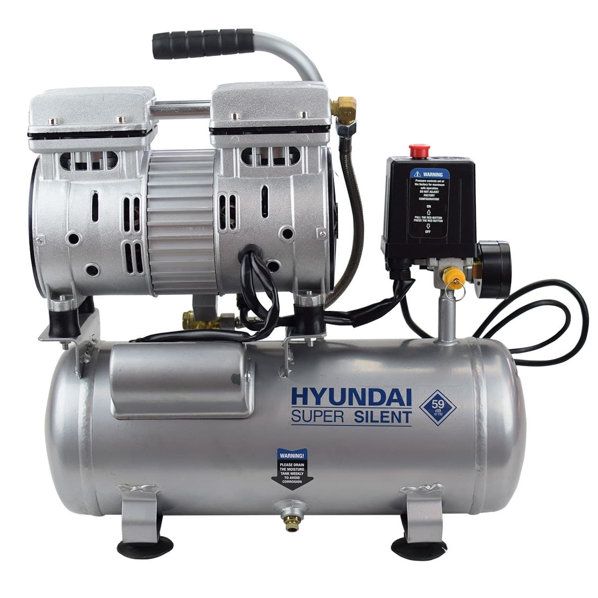 HYUNDAI - Compresor 6 L Hyundai HYAC6-07S 550W Silencioso.