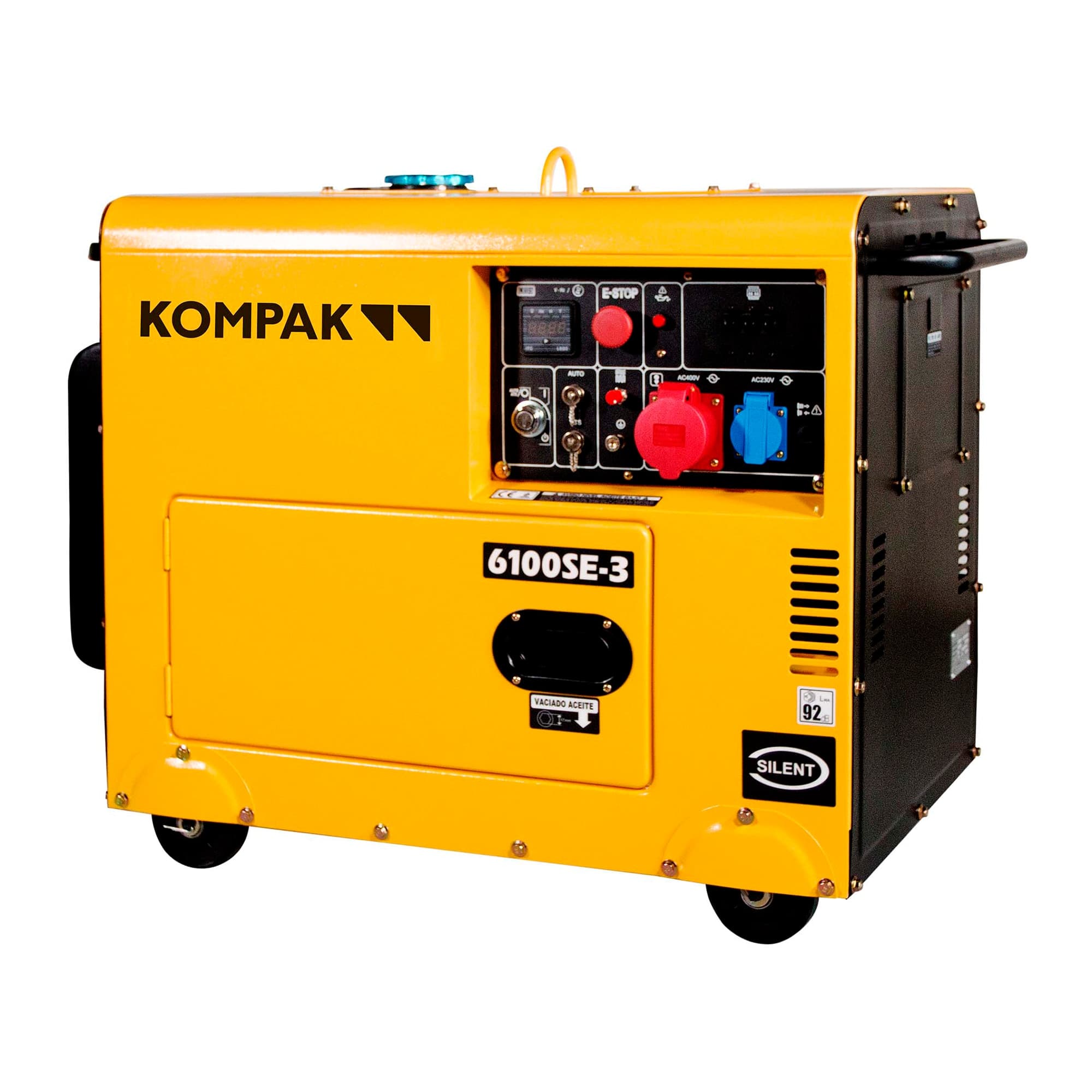 KOMPAK - Generador Eléctrico Trifásico Insonorizado Motor Diésel 4T 2,2 kW K-6100SE-3.