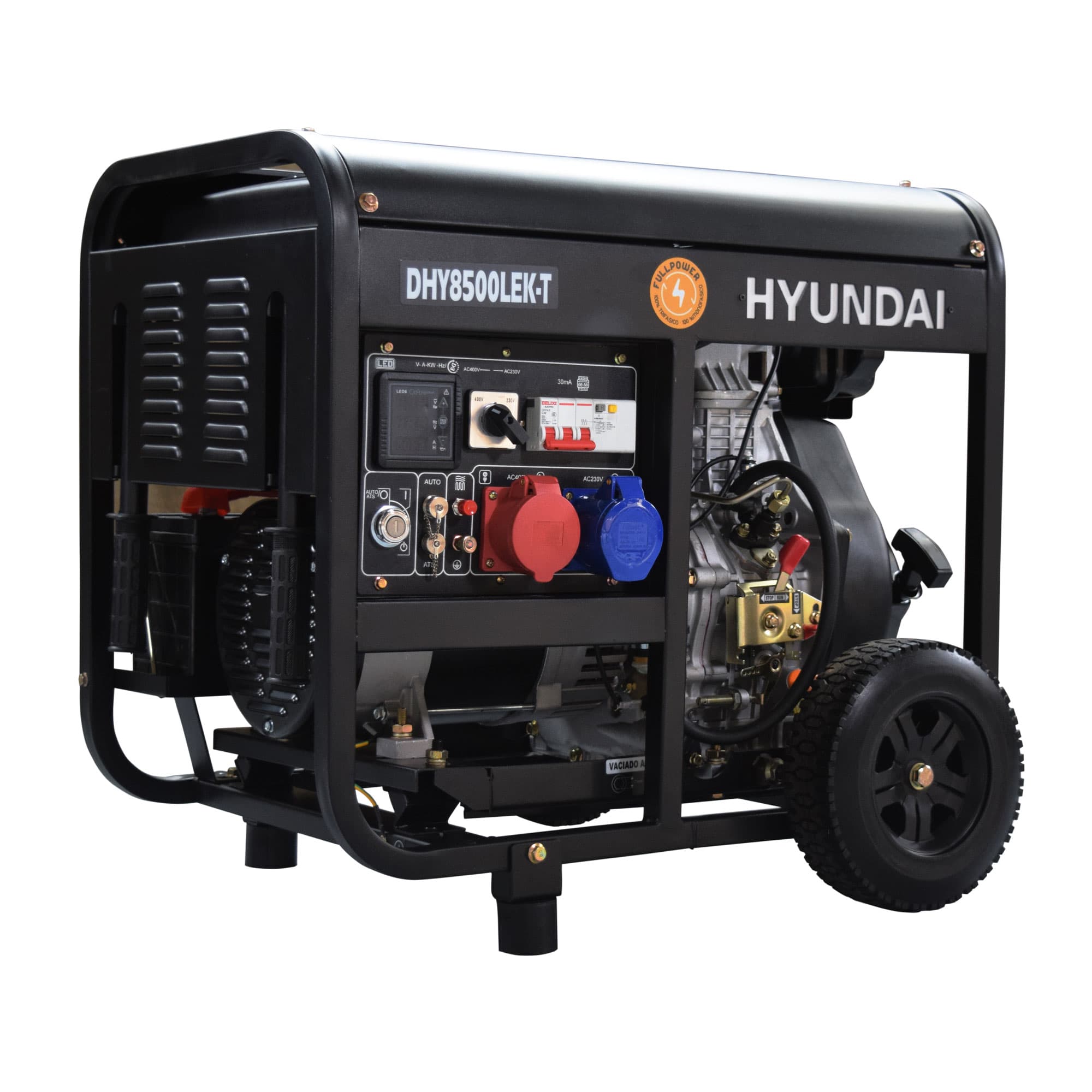 HYUNDAI - Generador Trifásico - Monofásico Abierto Diésel 4T 7,5 kVA -5,5 kW DHY8500LEK-T.