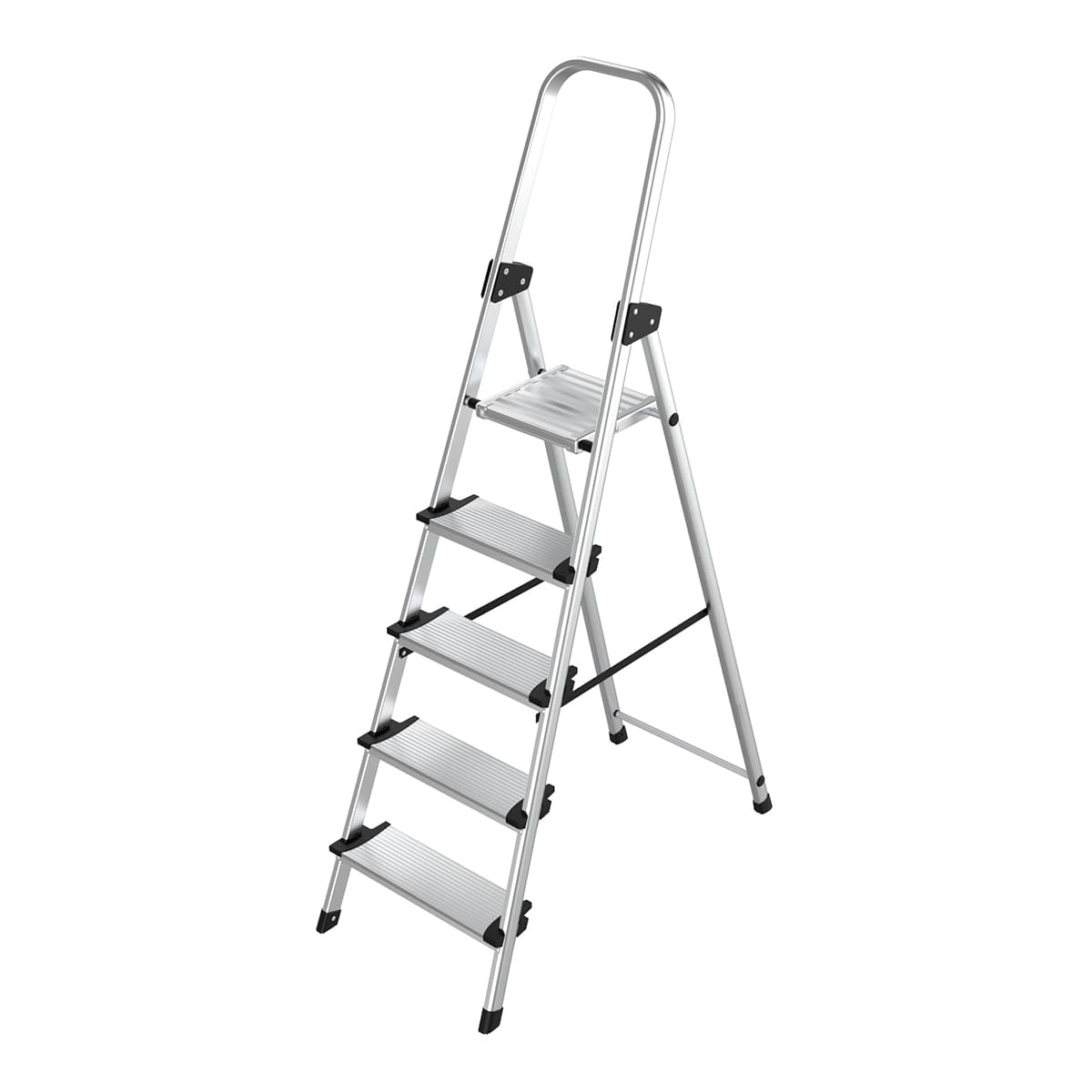 BriCor - Escalera Doméstica Aluminio 5 Peldaños Anchos.