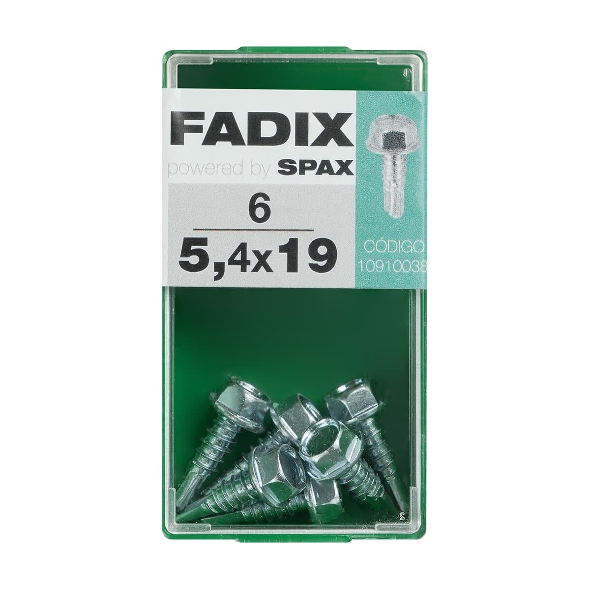 FADIX - Tornillo Roscachapa Cabeza Hexagonal Ø5,4 x 19 mm - Caja 6 Uds.