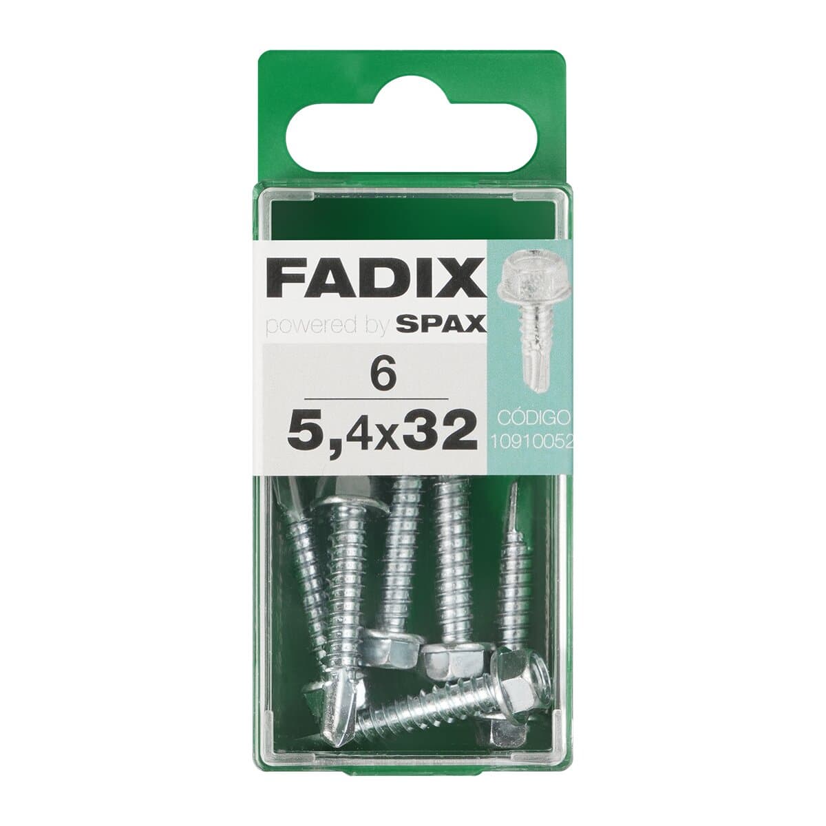 FADIX - Tornillo Roscachapa Cabeza Hexagonal Ø5,4 x 32 mm - Caja 6 Uds.