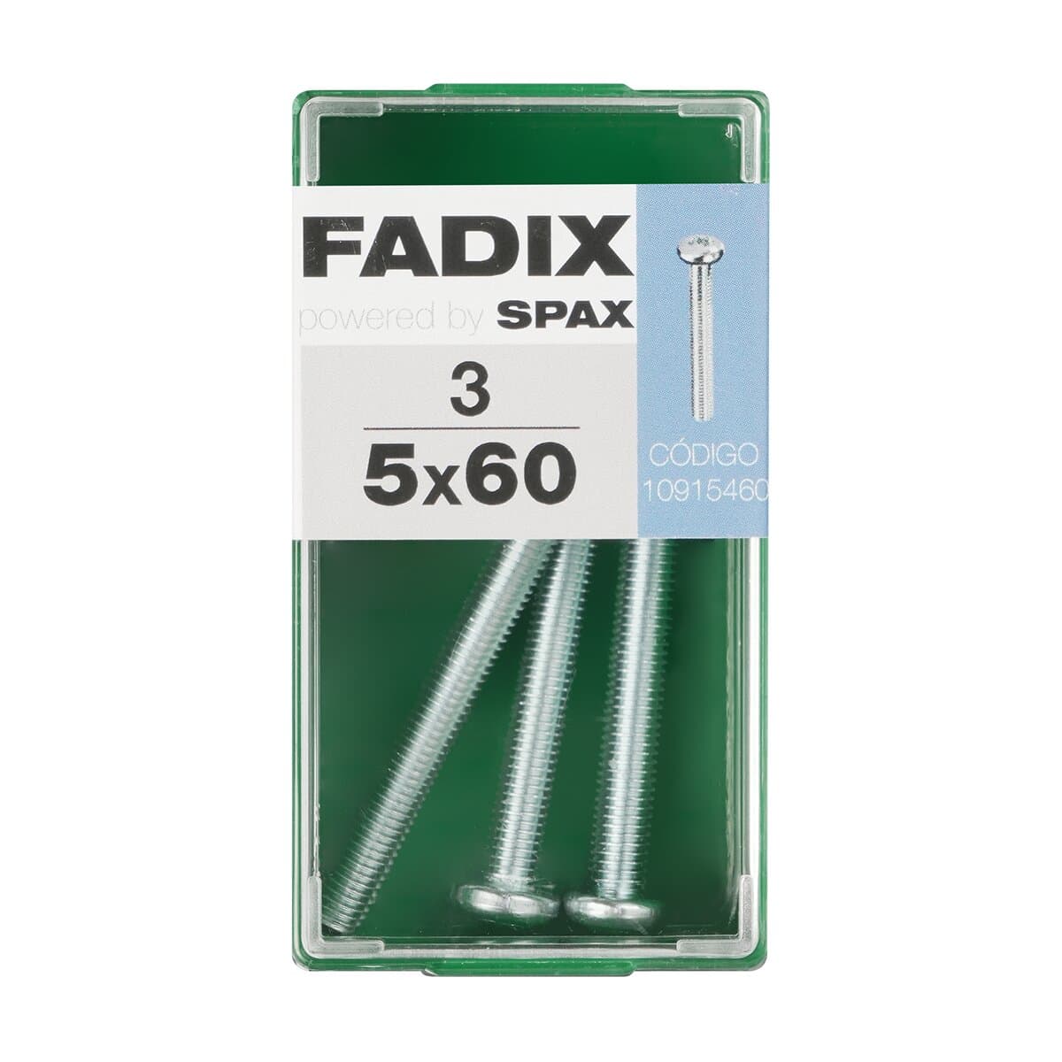 FADIX - Tornillo Métrica Cabeza Redonda M5 x 60 mm - Caja 3 Uds.
