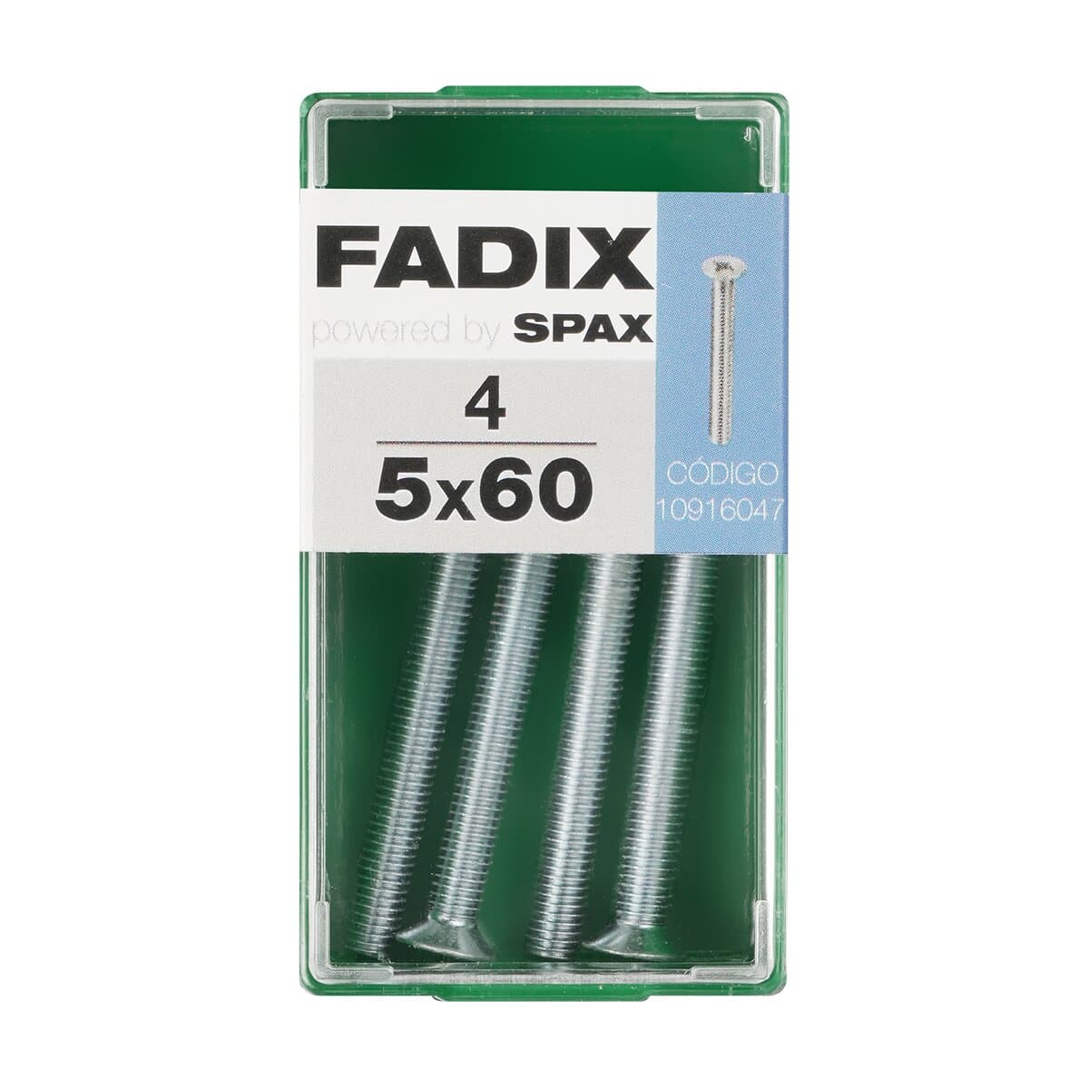 FADIX - Tornillo Métrica Cabeza Plana M5 x 60 mm - Caja 4 Uds.