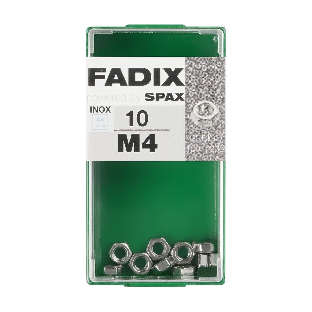 FADIX - Tuerca Hexagonal Acero Inoxidable M4 - Caja 10 Uds.