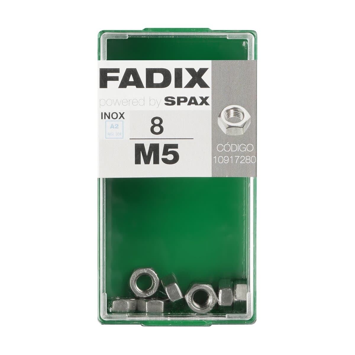 FADIX - Tuerca Hexagonal Acero Inoxidable M5 - Caja 8 Uds.