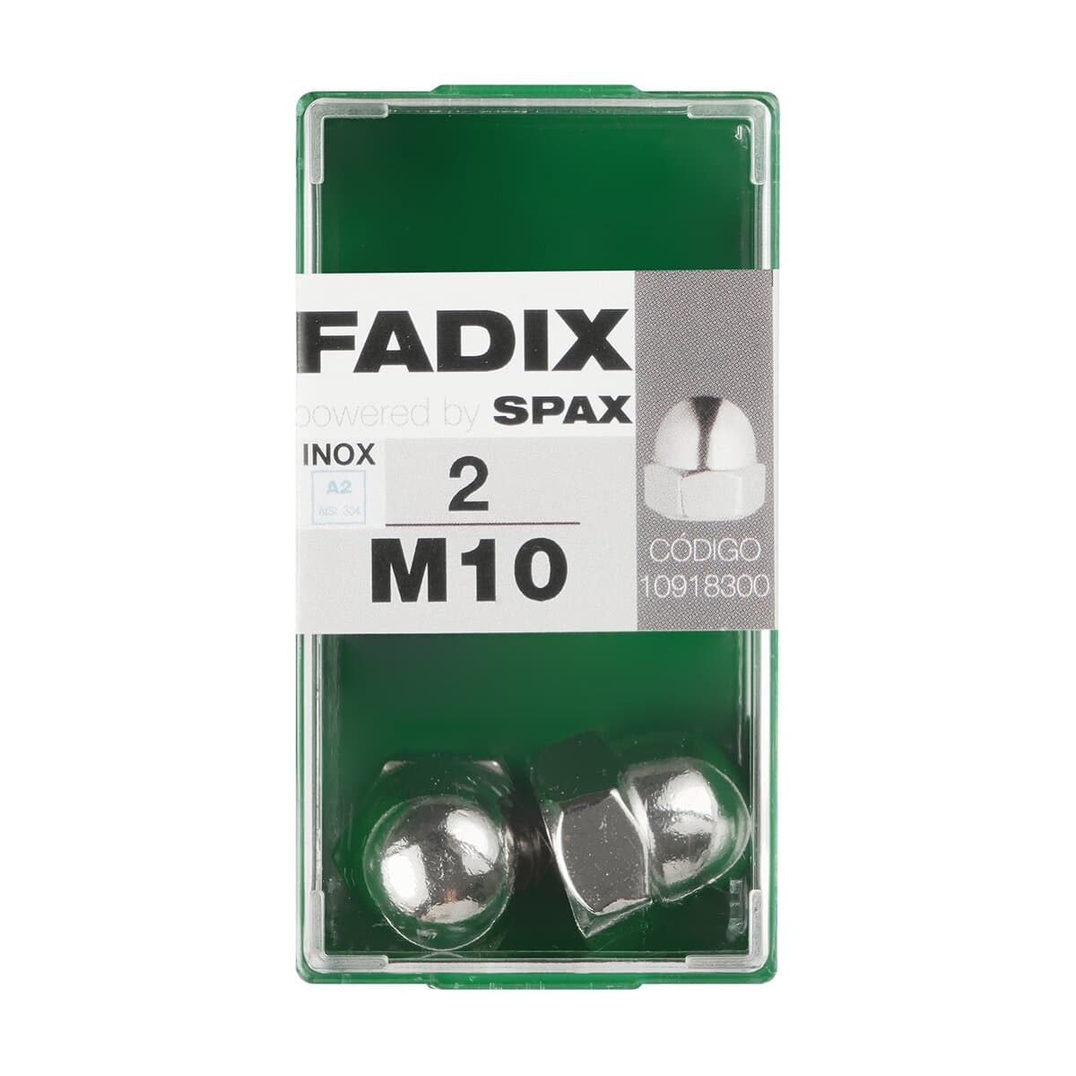 FADIX - Tuerca Ciega Acero Inoxidable M10 - Caja 2 Uds.