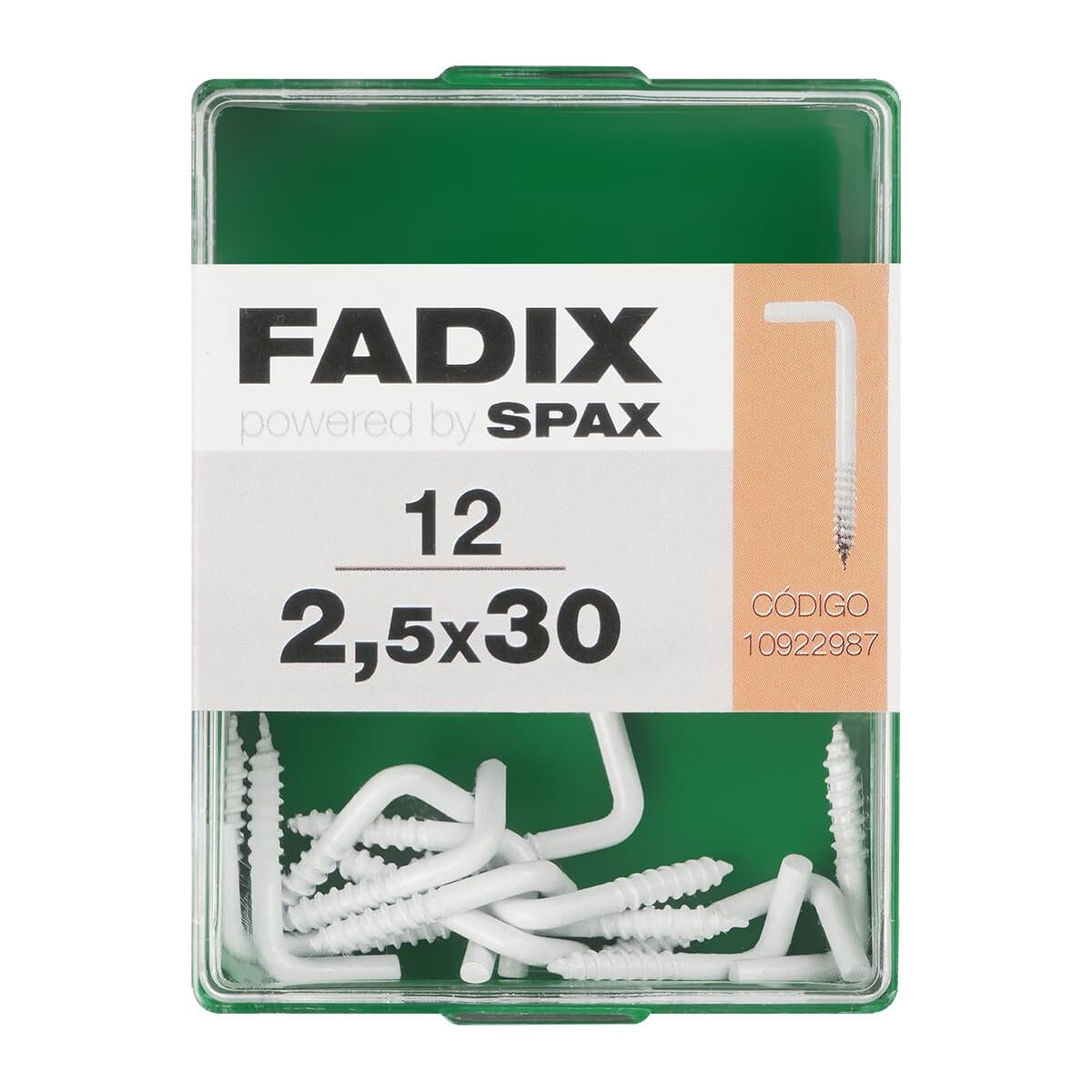 FADIX - Alcayata Roscada Blanca Ø2,5 x 30 mm - Caja 12 Uds.