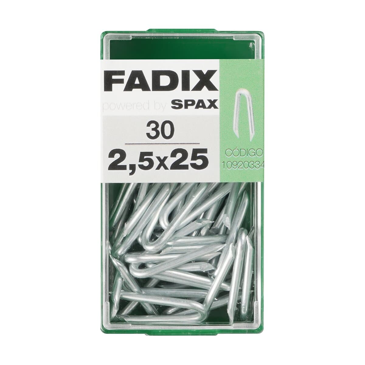 FADIX - Grampillones Cincados 2,5 x 25 mm - Caja 30 Uds.
