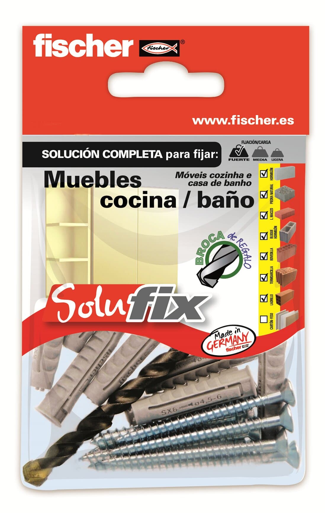 FISCHER - Kit Fijación Muebles Cocina-Baño Solufix.