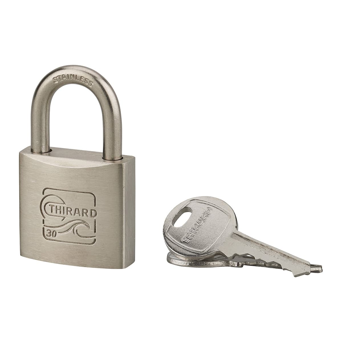 Thirard - Candado Acero Inoxidable Blue Adventure 50 mm Llave.