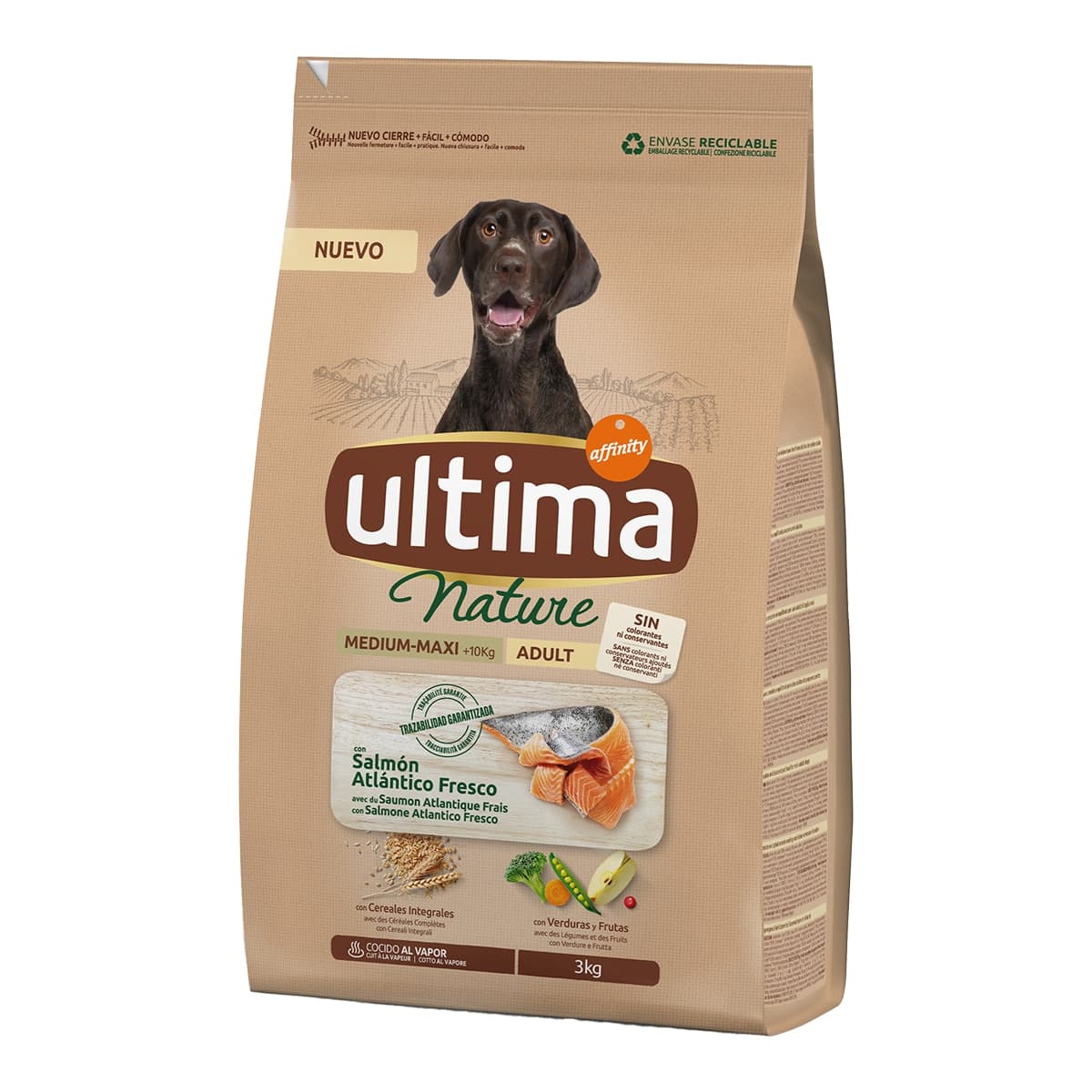 Ultima - Pienso para perros adultos medianos grandes y gigantes Ultima Nature salmón 3 kg.