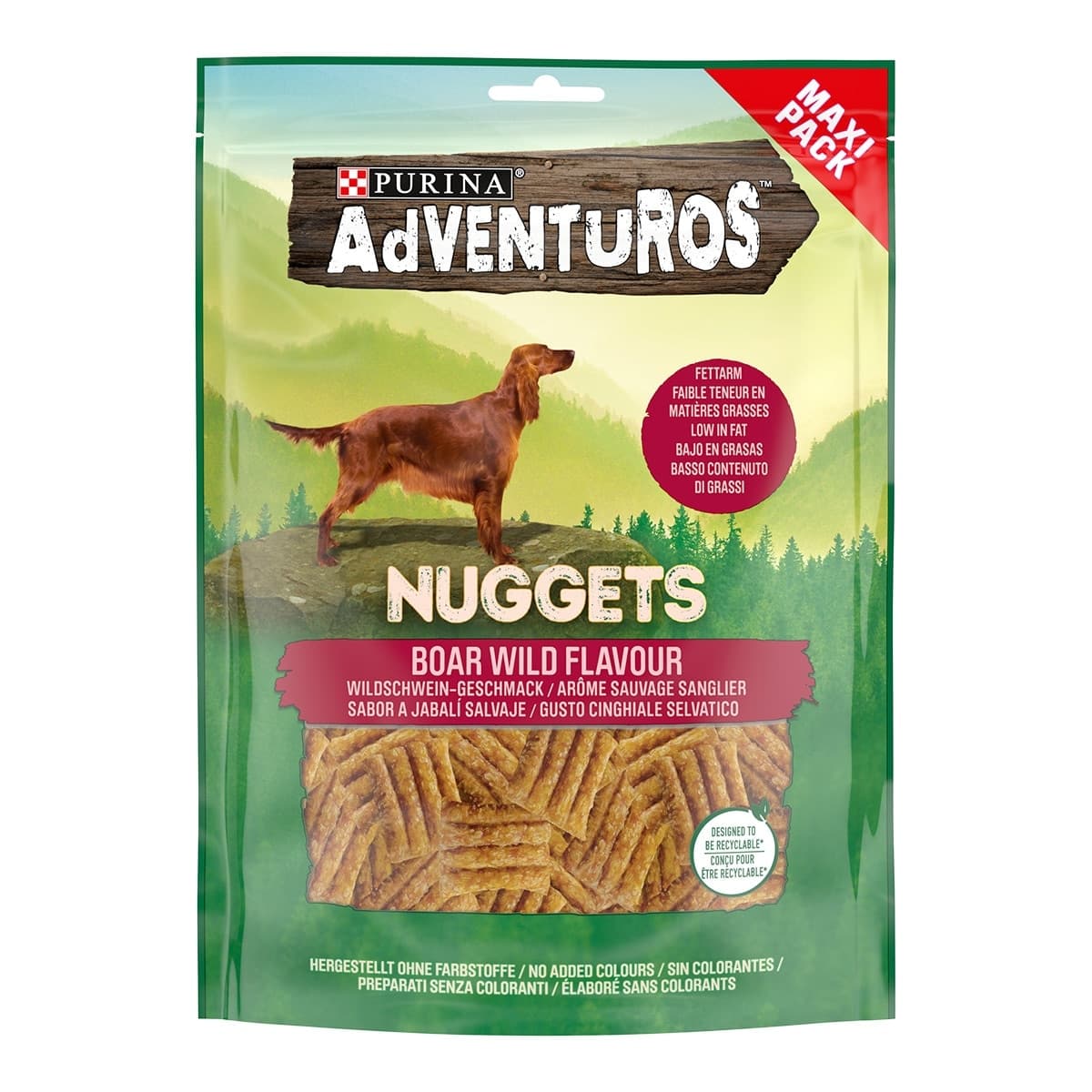 Purina Adventuros - Snack en forma de Nuggets para perros adultos Adventuros jabalí.