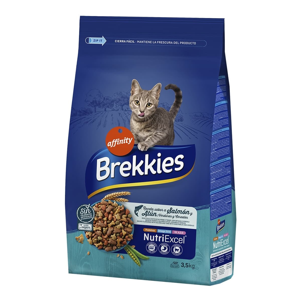 Brekkies - Pienso para gatos adultos Brekkies salmón, atún y verduras 3,5 kg.