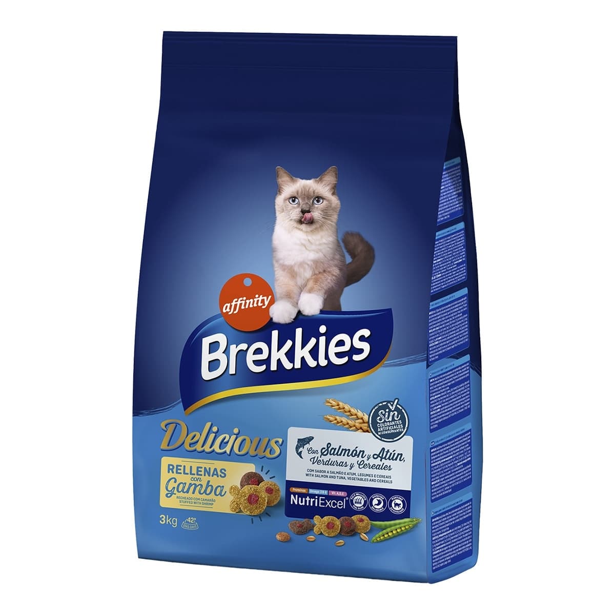 Brekkies - Pienso para gatos adultos Brekkies Delicious pescado y verduras 3 kg.