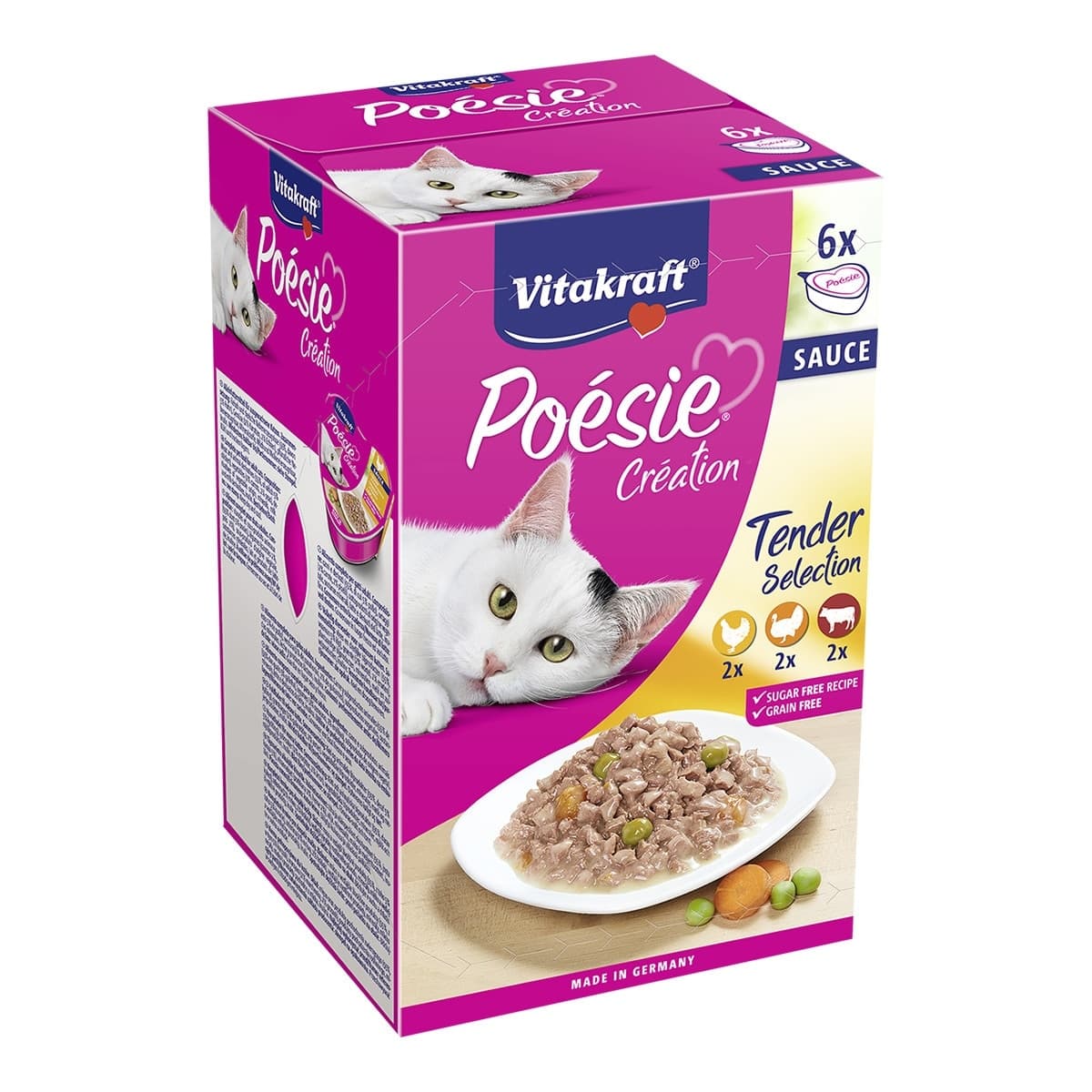 Vitakraft - Comida húmeda para gatos adultos Vitakraft Poésie carne en salsa 6 x 85 g.