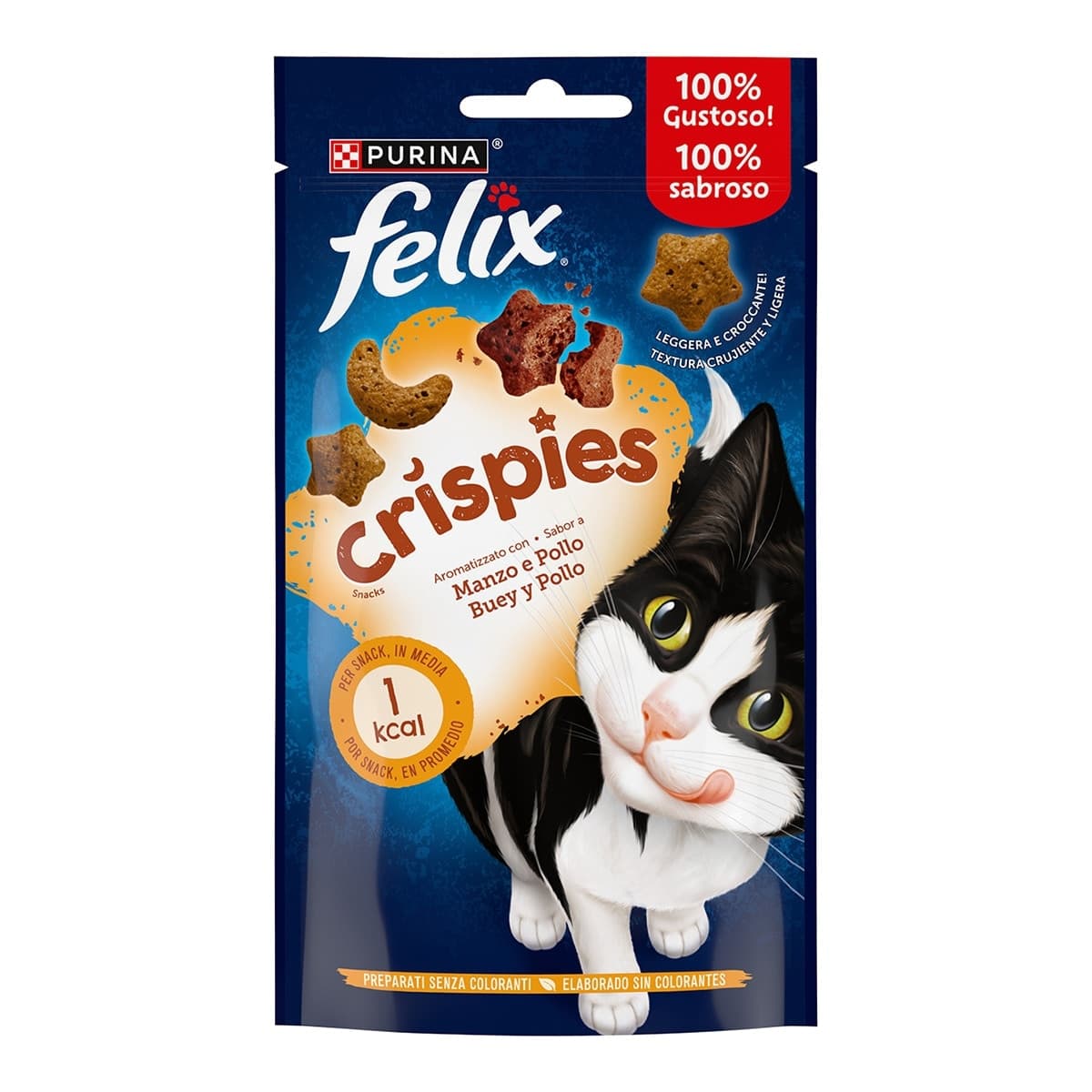 Felix - Snack para gatos Felix Crispies buey y pollo 45 g.