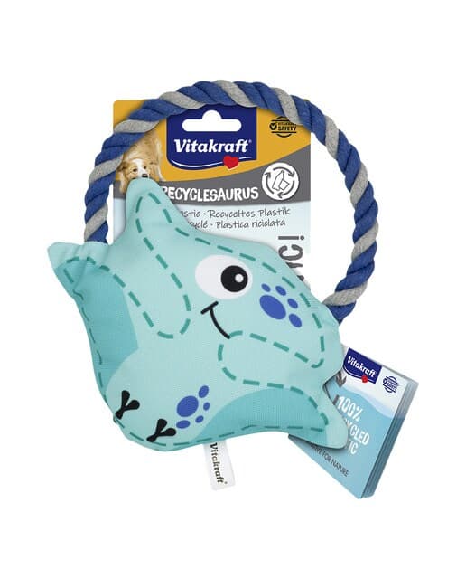 Vitakraft - Juguete Vitakraft para perros Dino mordedor con cuerda.