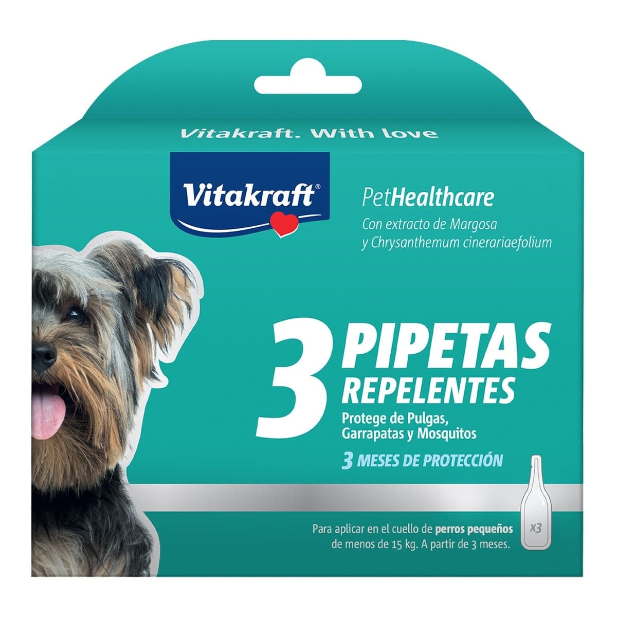 Vitakraft - Pipetas repelentes Vitakraft para perros pequeños Biocida 3 uds.