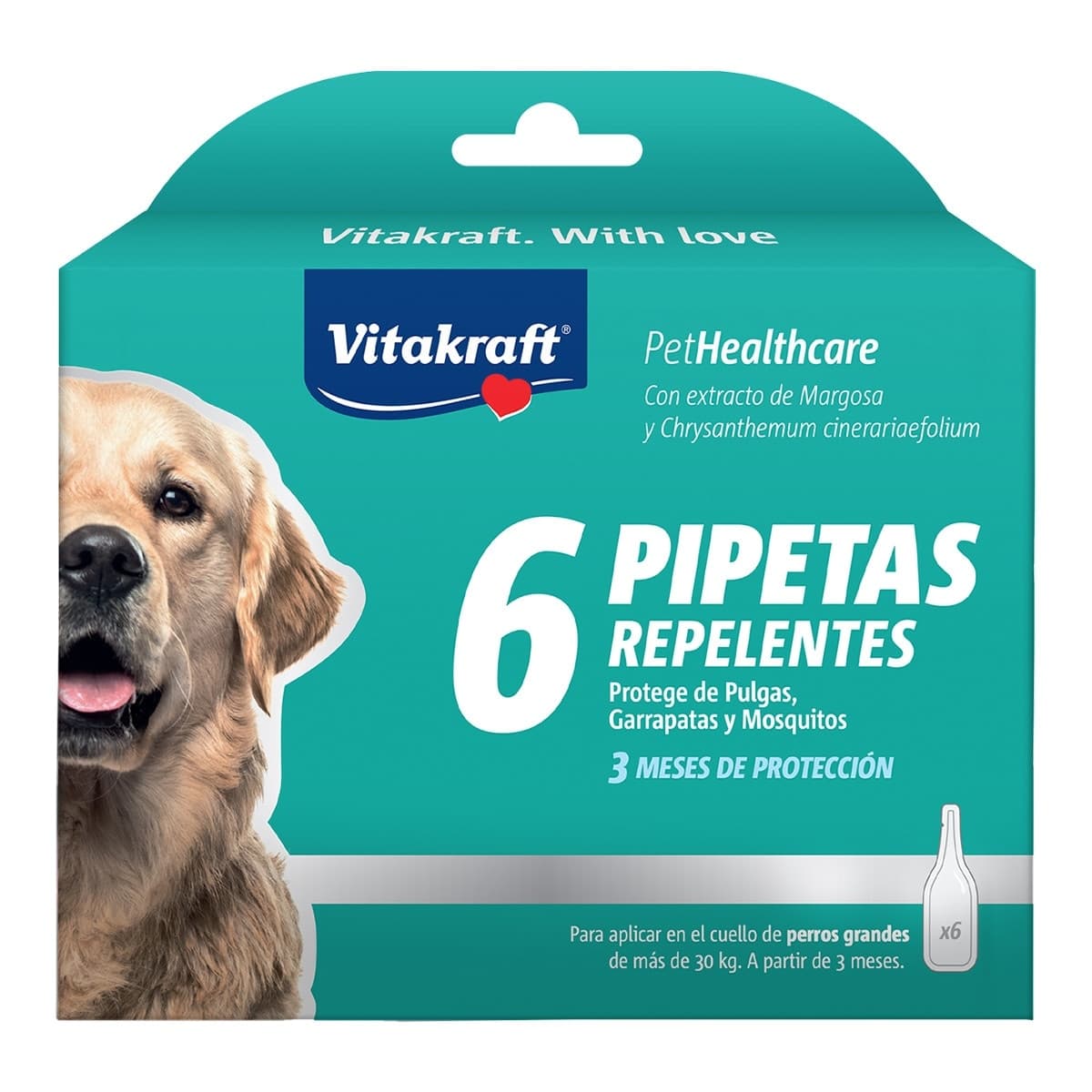 Vitakraft - Pipetas repelentes Vitakraft para perros grandes Biocida 6 uds.