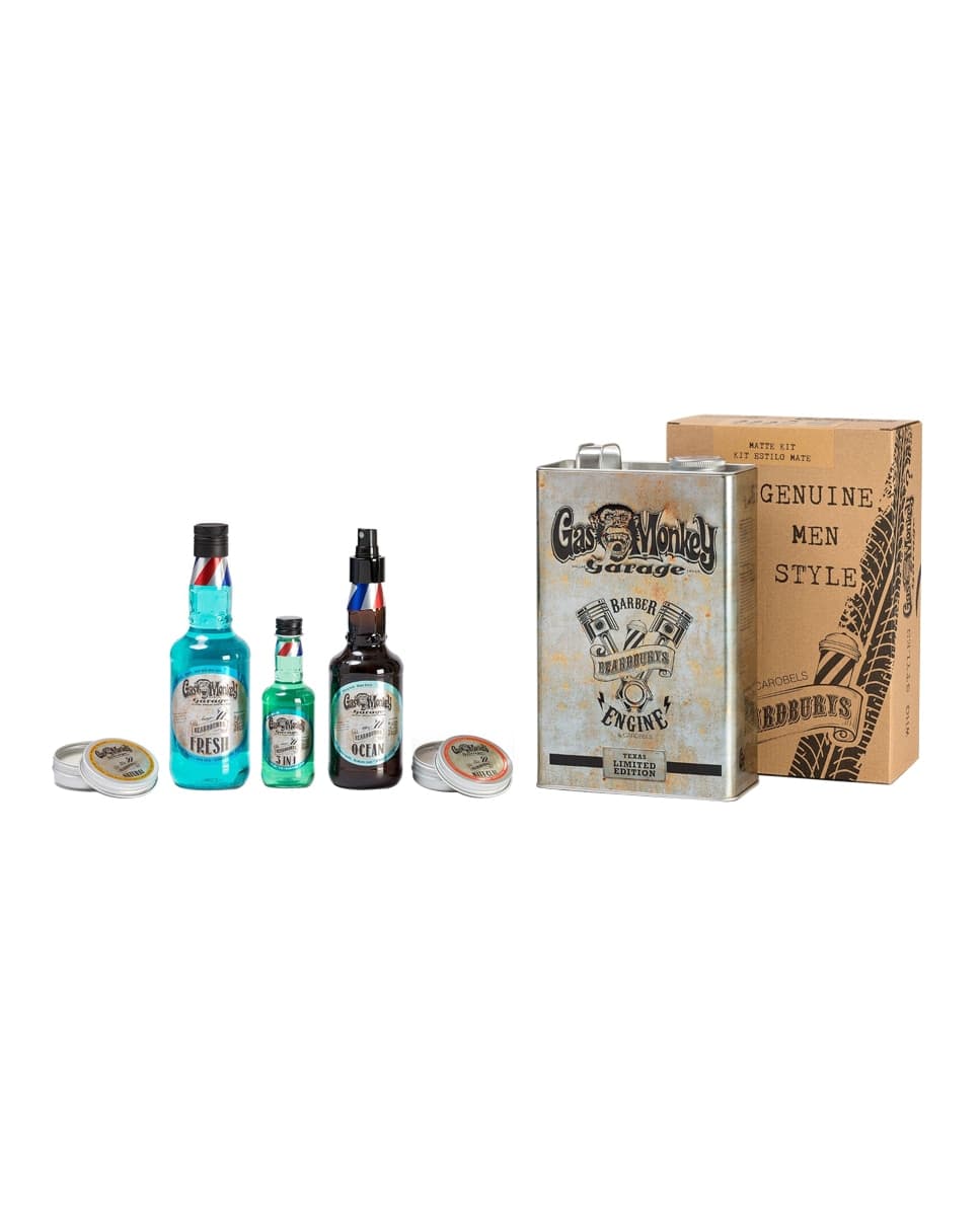 Beardburys - Estuche de regalo Cuidado del Cabello acabado Mate Beardburys & Gas Monkey.