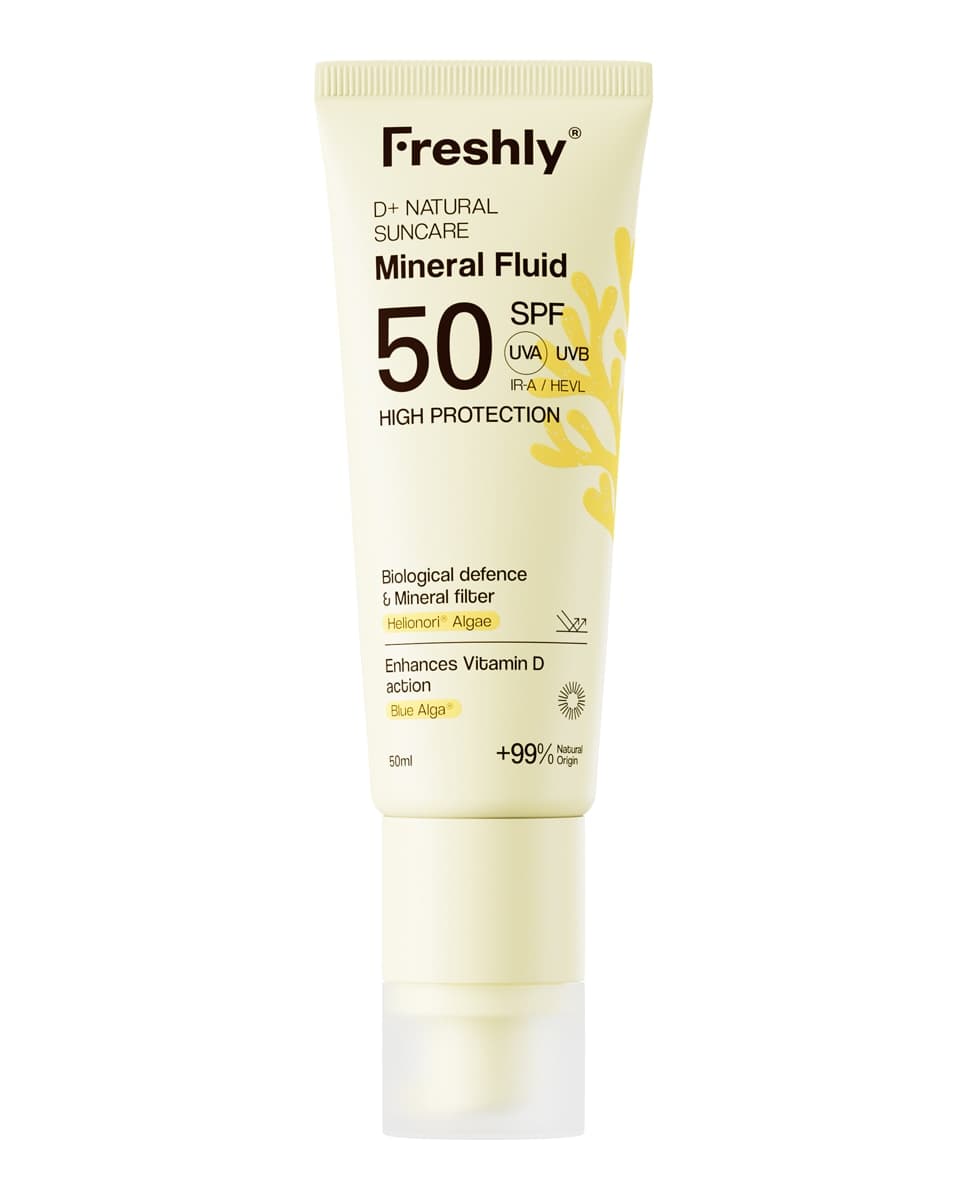 Freshly Cosmetics - Fotoprotector natural facial SPF 50 D+ Natural Suncare Mineral Fluid 50 ml Freshly Cosmetics.
