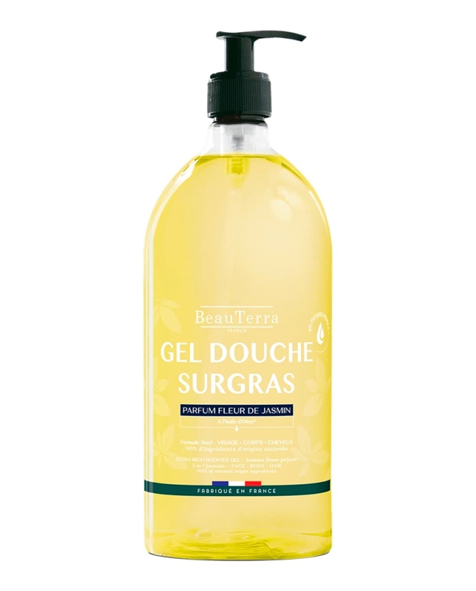 Beauterra - Gel de Ducha con Aceite de Oliva Bio con Aroma de Jazmín 1L Beauterra.