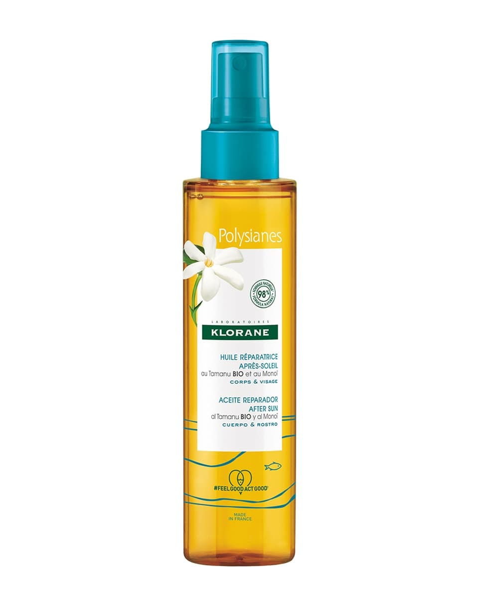 Klorane - Aceite Reparador Aftersun Cuerpo & Rostro Al Monoï Y Tamanu Bio 150 ml Klorane Polysianes.