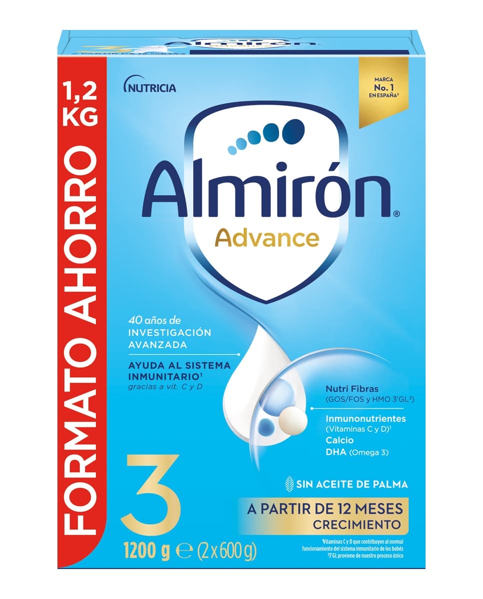 Almirón Advance - Leche en polvo de Crecimiento 3 desde 12 meses 1200 g Almirón Advance.