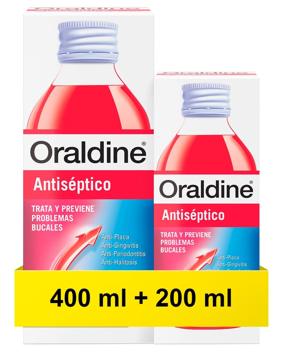 Oraldine - Pack Colutorio Antiséptico 400 ml + 200 ml Oraldine.