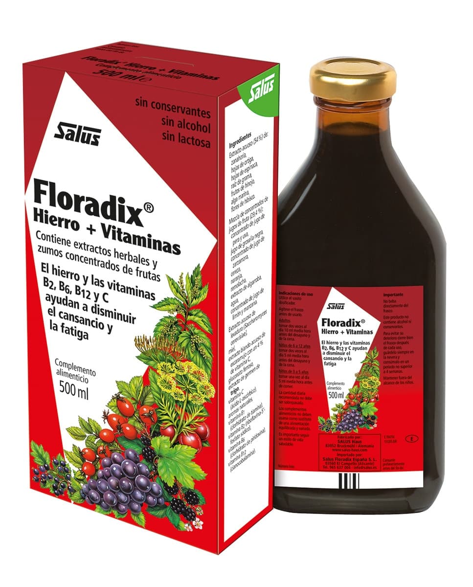 Floradix - Formulación líquida de Hierro + Vitaminas 500 ml Floradix.
