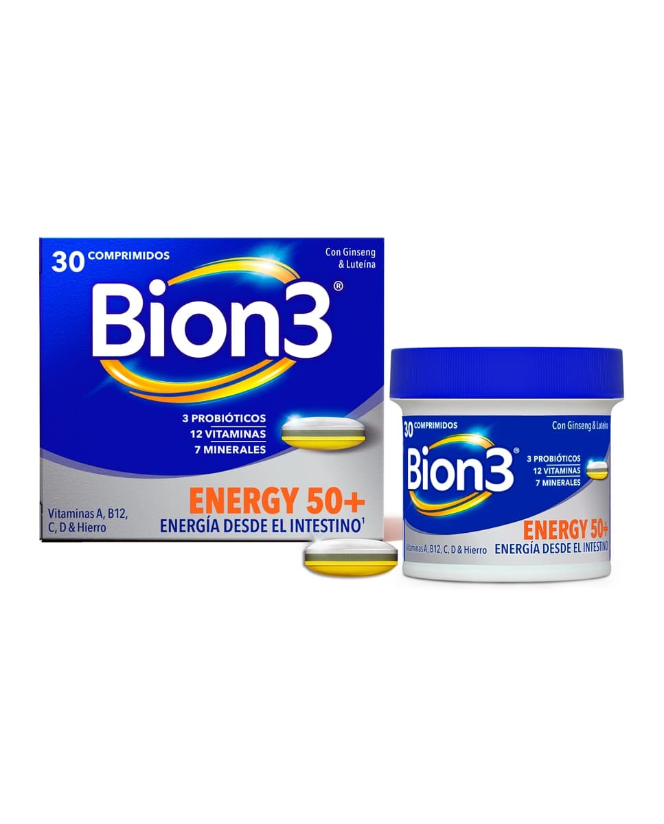 Bion3 - Comprimidos Multivitamínicos Con Probióticos Energy 50+ Bion3.