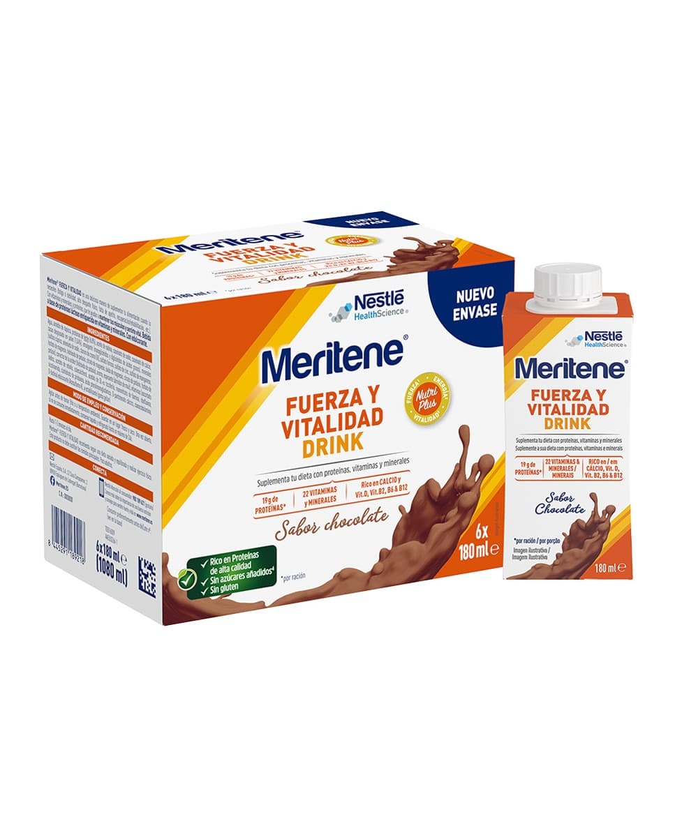 Meritene - Estuche 6 botellas de 180 ml Drink Chocolate Meritene.