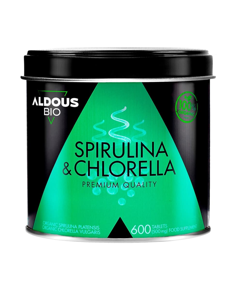 Aldous Bio - 600 Comprimidos para la Fatiga con Chlorella y Espirulina Ecológica Aldous Bio.