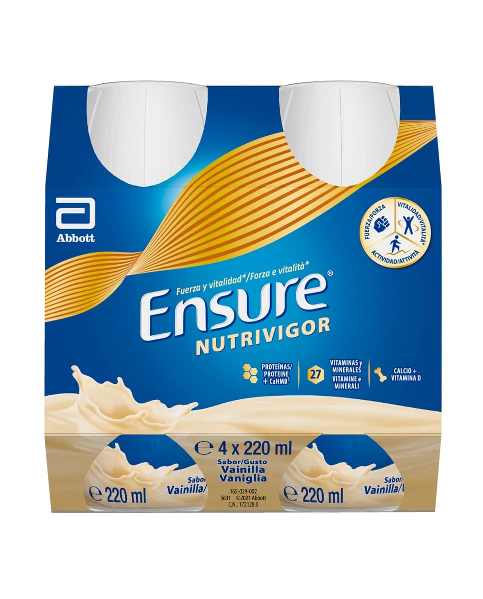 Ensure - Complemento Nutricional Vainilla 4 unid. x 220 ml Ensure Nutrivigor.