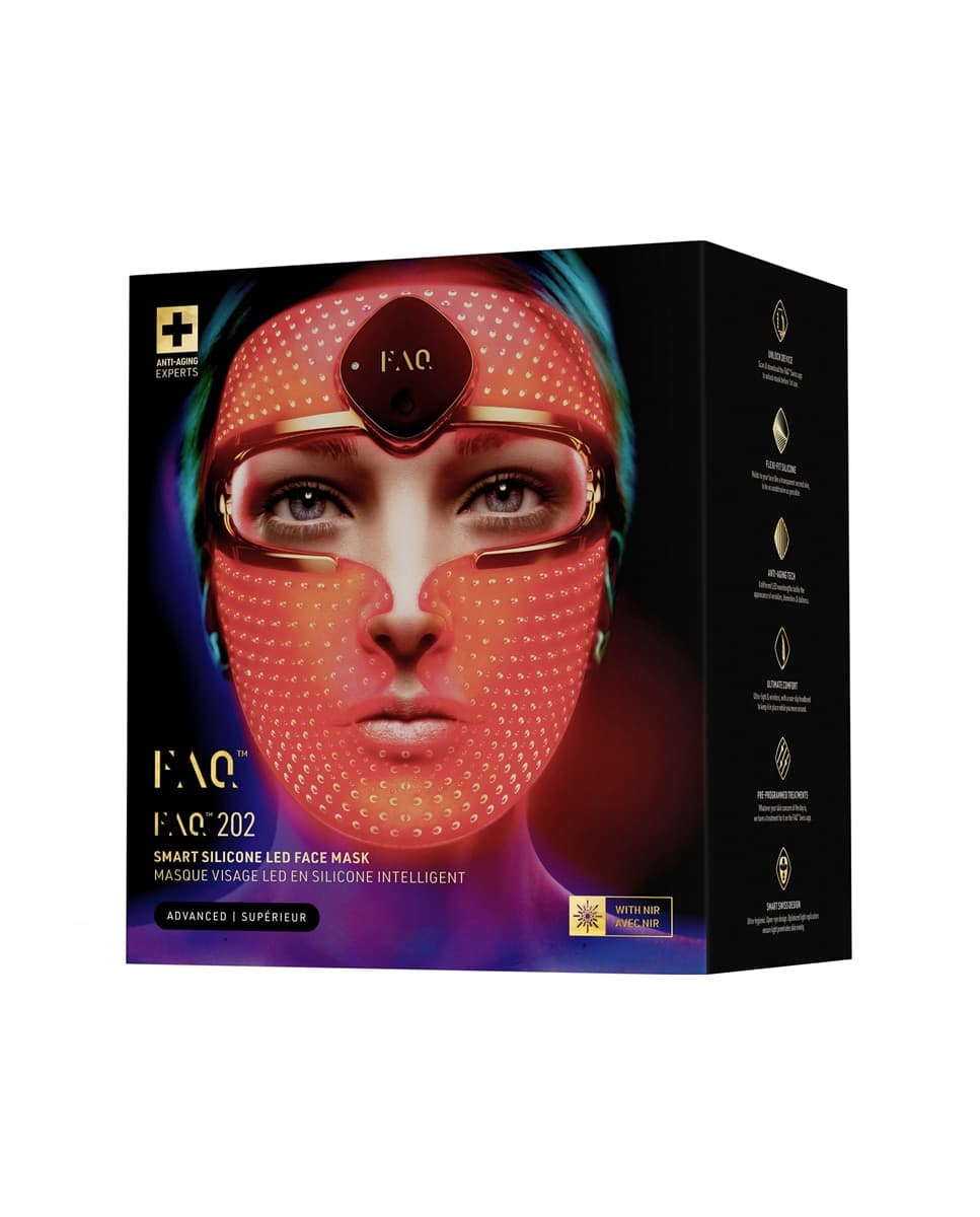 FAQ - Máscara FAQ™ 202 de silicona: 7 luces LED + NIR, inalámbrico y antienvejecimiento - FOREO.