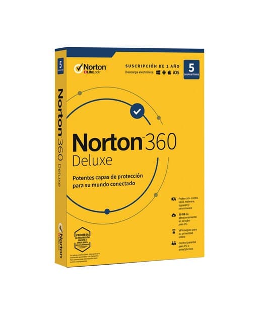 Norton - Norton 360 Deluxe 5 dispositivos - 1 año de suscripción.